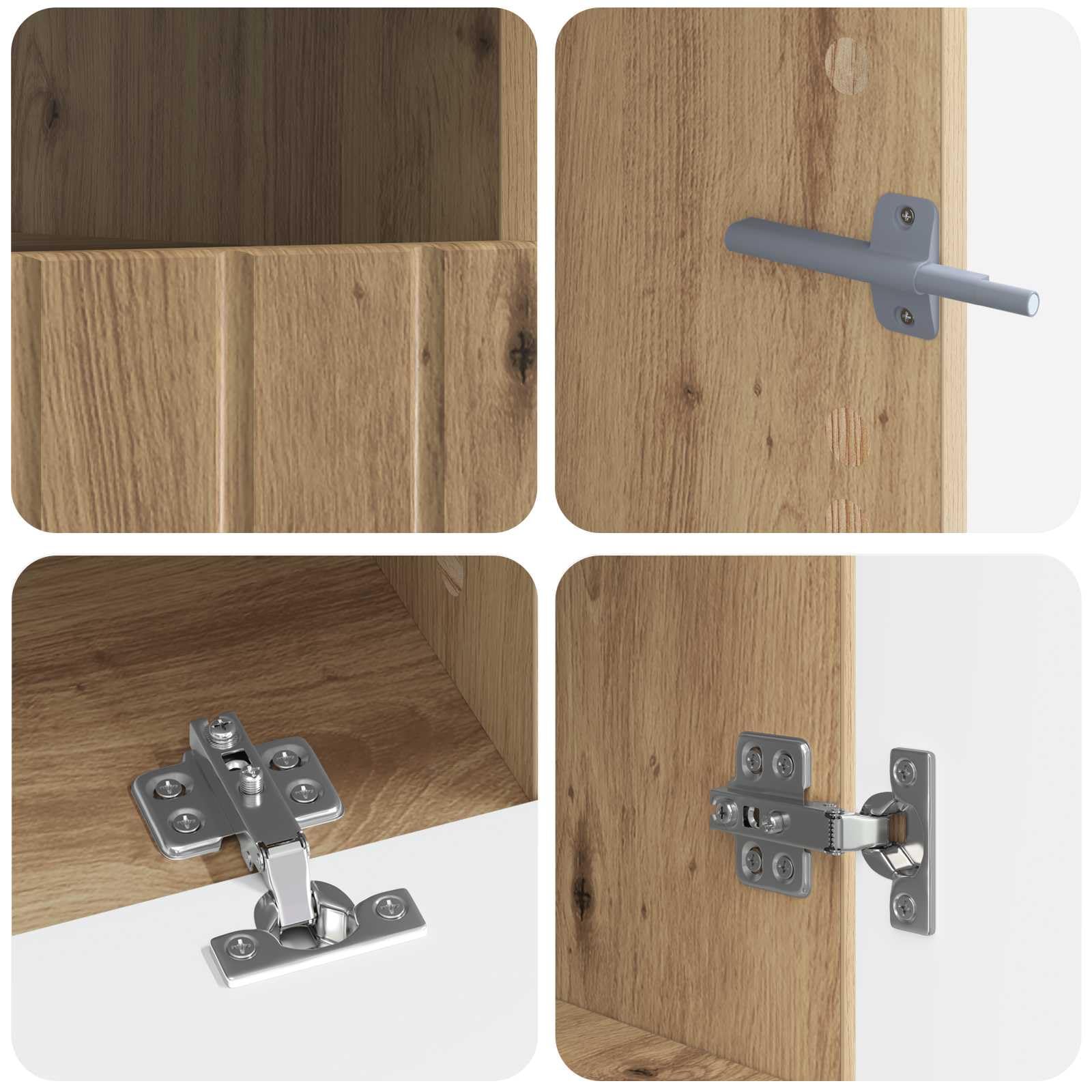 Mueble de TV de 5 piezas de madera con tiras de luces LED