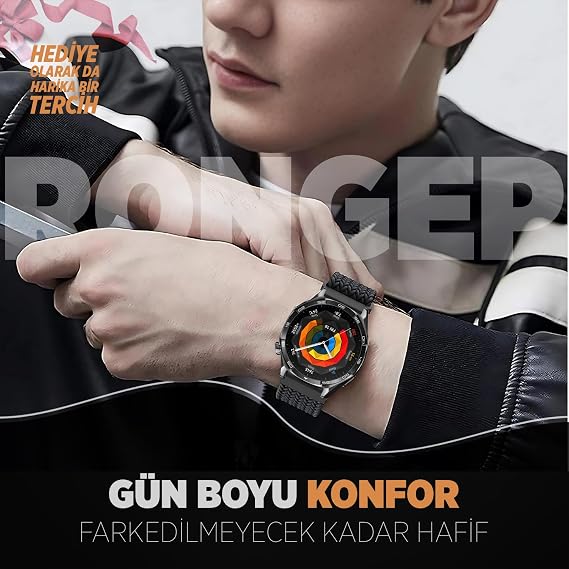 Rongep [Örgü Loop] Huawei ile Uyumlu 22mm Kordon GT6/GT6 Pro/GT Runner 2/GT5/5 Pro/GT4/GT3/3 Pro 46mm için Manyetik Toka GT6 Pro Kordon Terletmeyen Elastik Kumaşlı GT6 46mm Kordonu