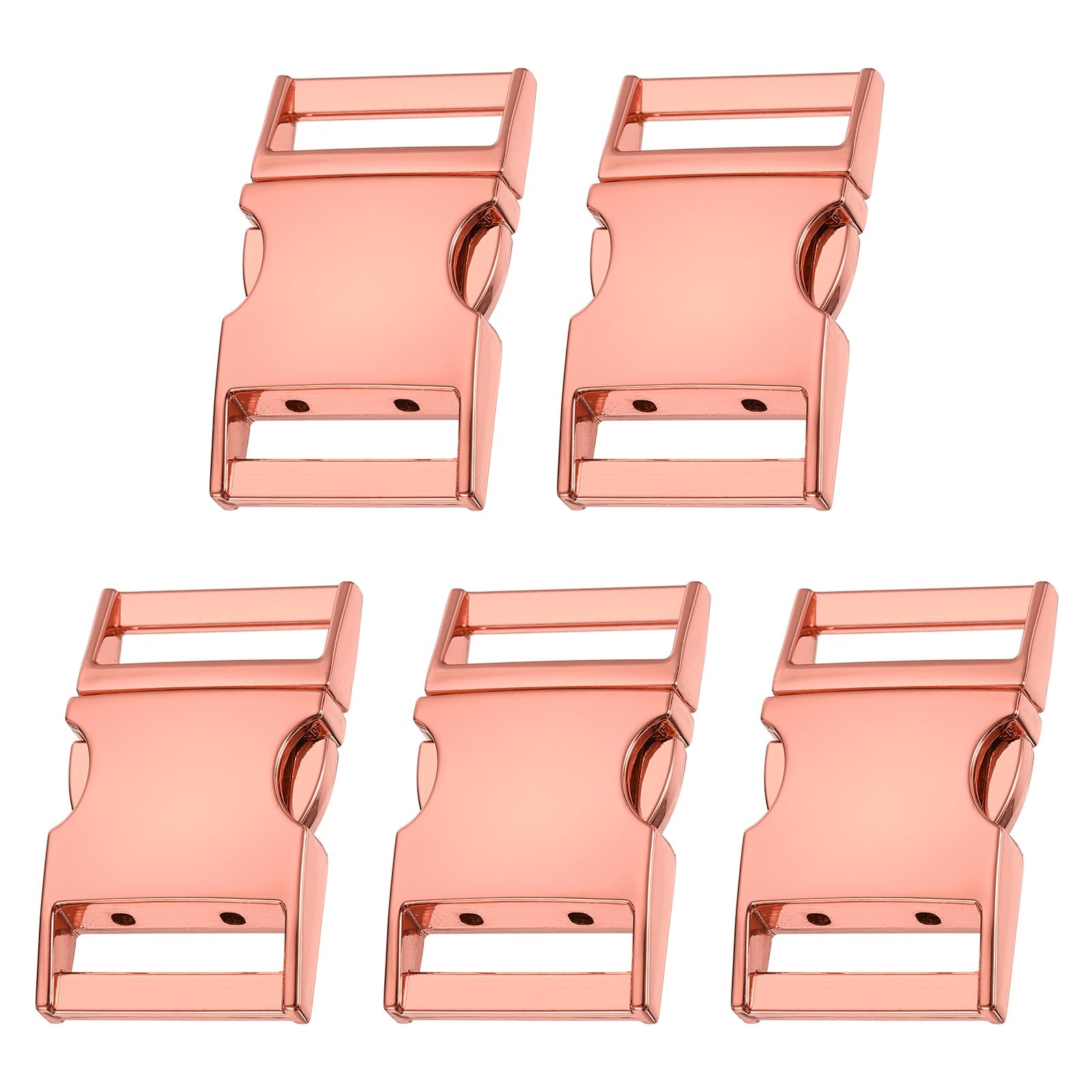 sourcing map 5pcs Metal Quick Side Release Buckles 1"(25.3mm) Zinc Adjustable Quick Release Buckle Replacement Snaps Clips Clasps for Backpack Straps Fanny Pack Dog Collars, Rose Gold