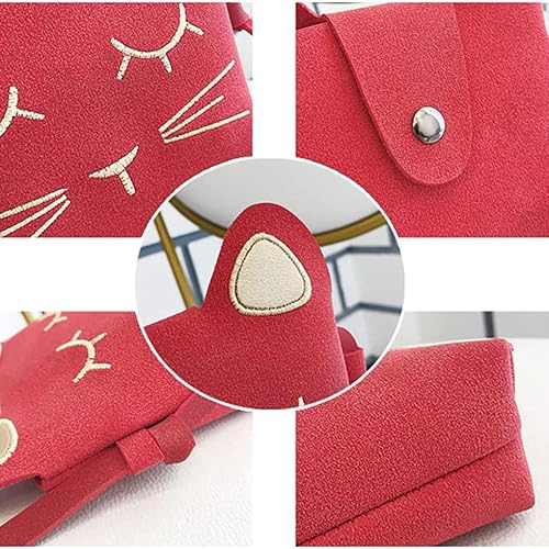 Cute Girls' Crossbody Bag, Cat-Shaped Shoulder Bag For Kids, Lightweight And Practical Children's Messenger Bag (Red) #TOP2