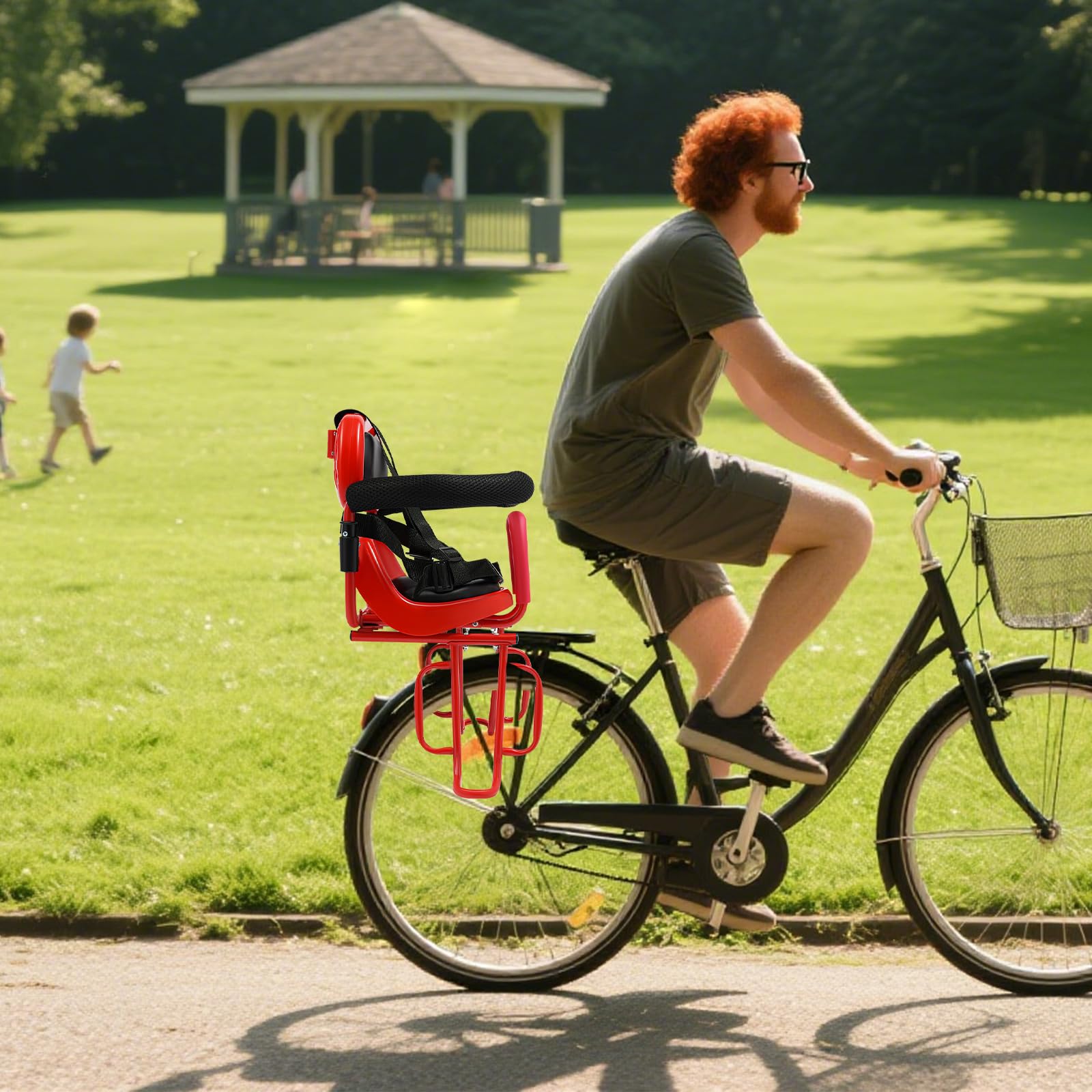 Siège Enfant de Vélo Arrière avec Porte-Bagages, Harnais de Sécurité, Accoudoir, Résistant à la Rouille, Stable, Montage Simple, Siège Vélo Parent-Enfant Convient pour Vélo Électrique, VTT