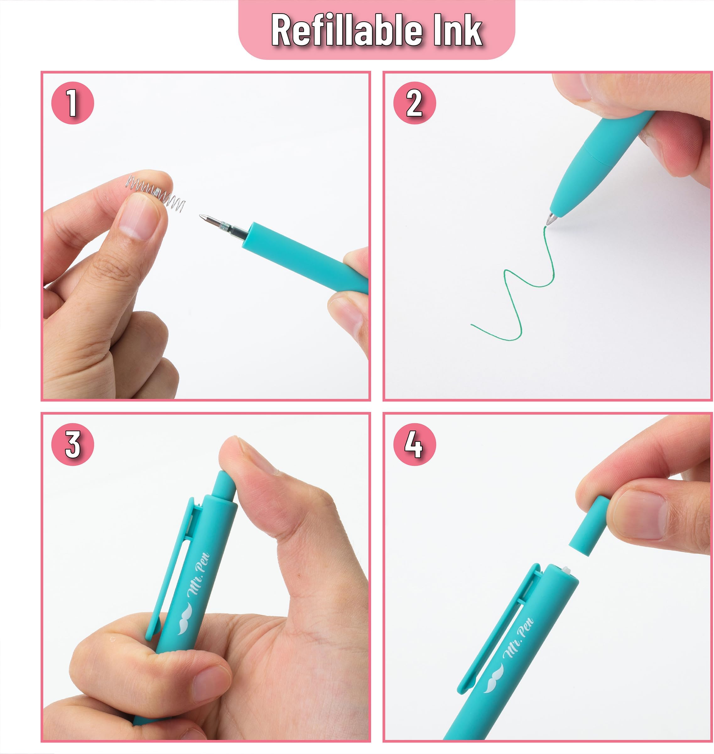 Mr. Pen- Retractable Gel Pens, Pack of 12, Quick Dry Gel Pens, Fine Point 0.7mm, Retractable Pens, Cute Pens, Gel Ink Pens, Esthetic Pens for Journaling, Fine Point Pens