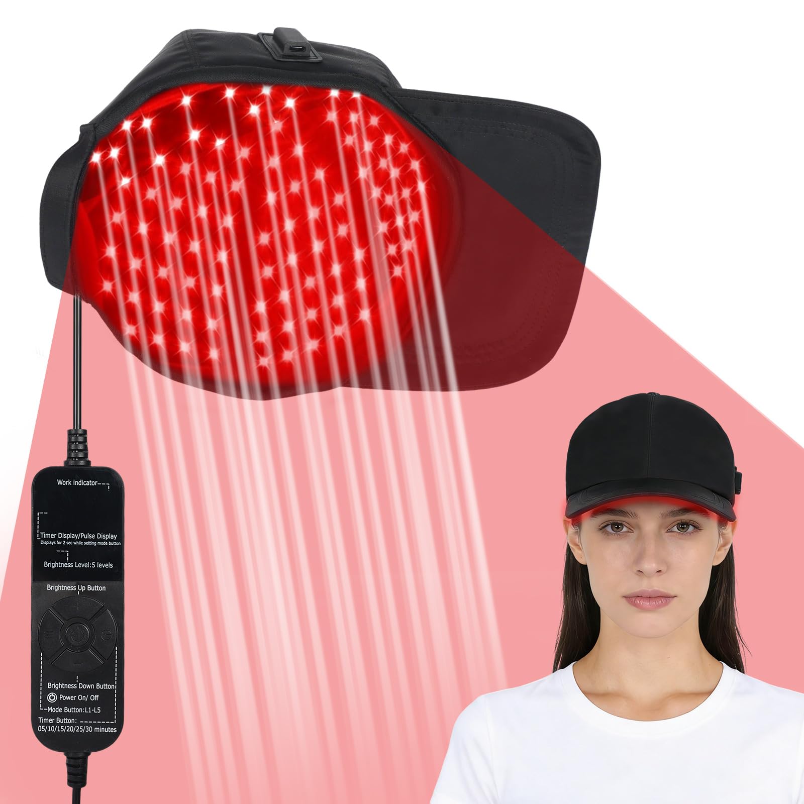 180 LEDs Red Light Kappe für Haarwachstum und Gegen Haarausfall, 660/850/940nm Wavelength, Haarwachstum Cap Einstellbare 5 Helligkeitsstufen für den Heimgebrauch