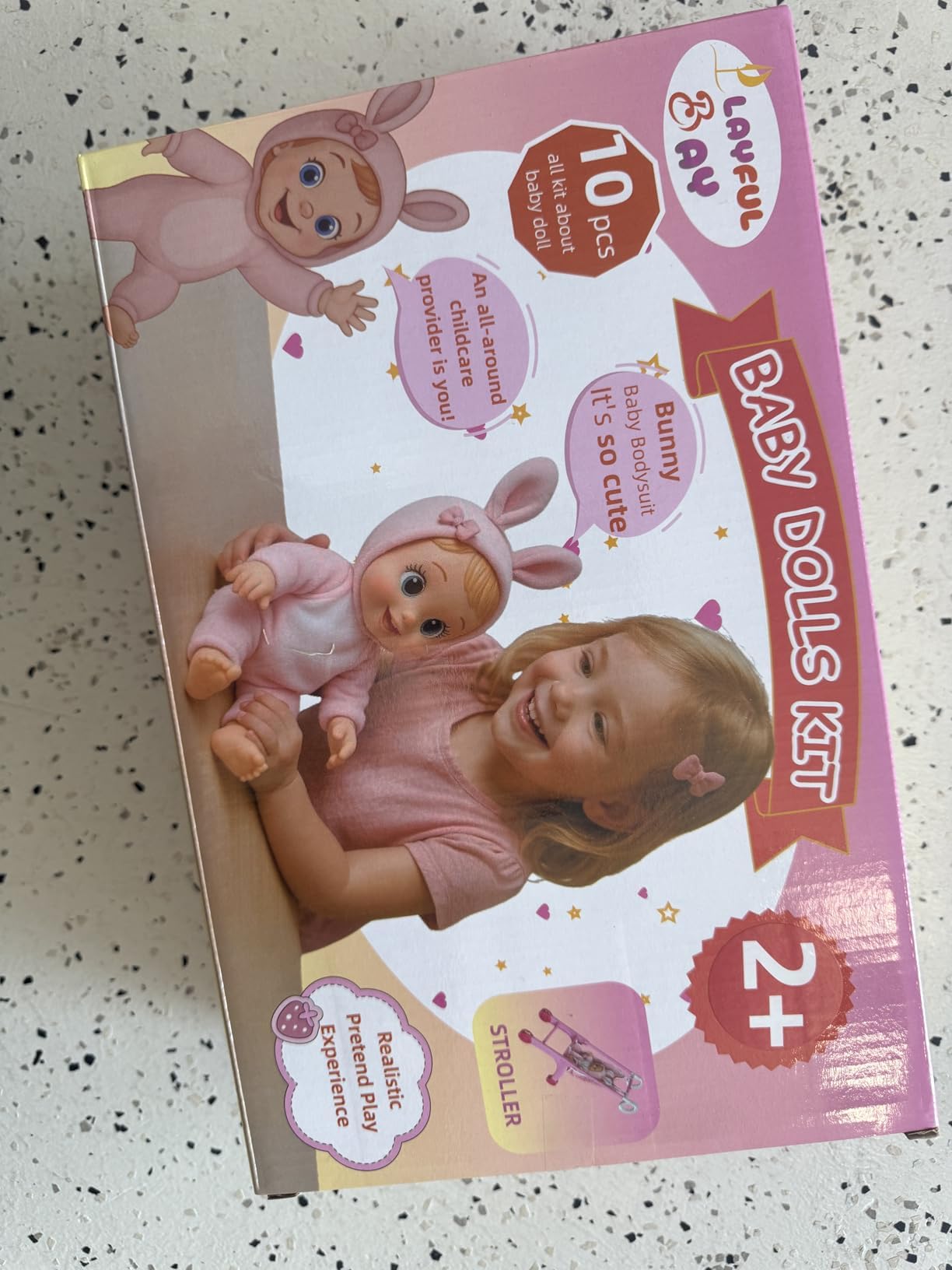 Puppenwagen Set mit Puppe, 10-TLG, Puppenbuggy ab 2 Jahre, Set mit Kleidung & Zubehör,Kinderwagen Spielzeug für Rollenspiele, Geschenk für Mädchen