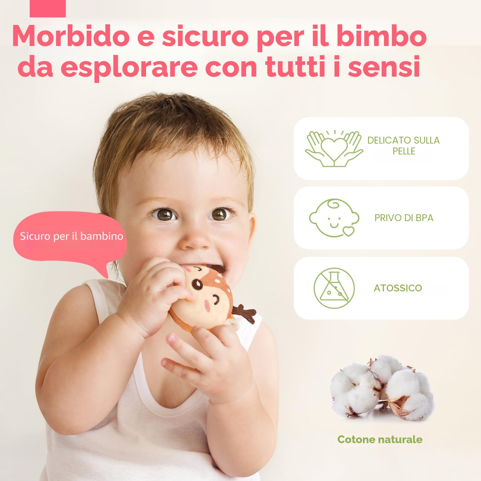 hahaland Giochi Neonato Montessori 6-12 Mesi - Casa Morbida per Animali con Sonagli/Pieghe/Specchio - Giochi Sensoriale per Bambini 3 6 12 Mesi Regalo Bimbo Bimba