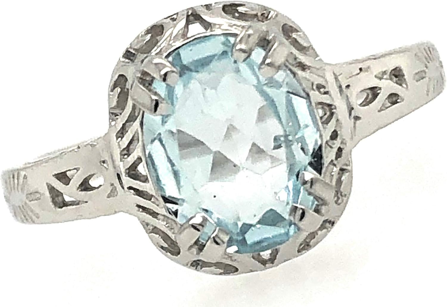 Natural 2ct Aquamarine 925 Solid Sterling Silver Engagement Ring Size 5, 6, 7, 9