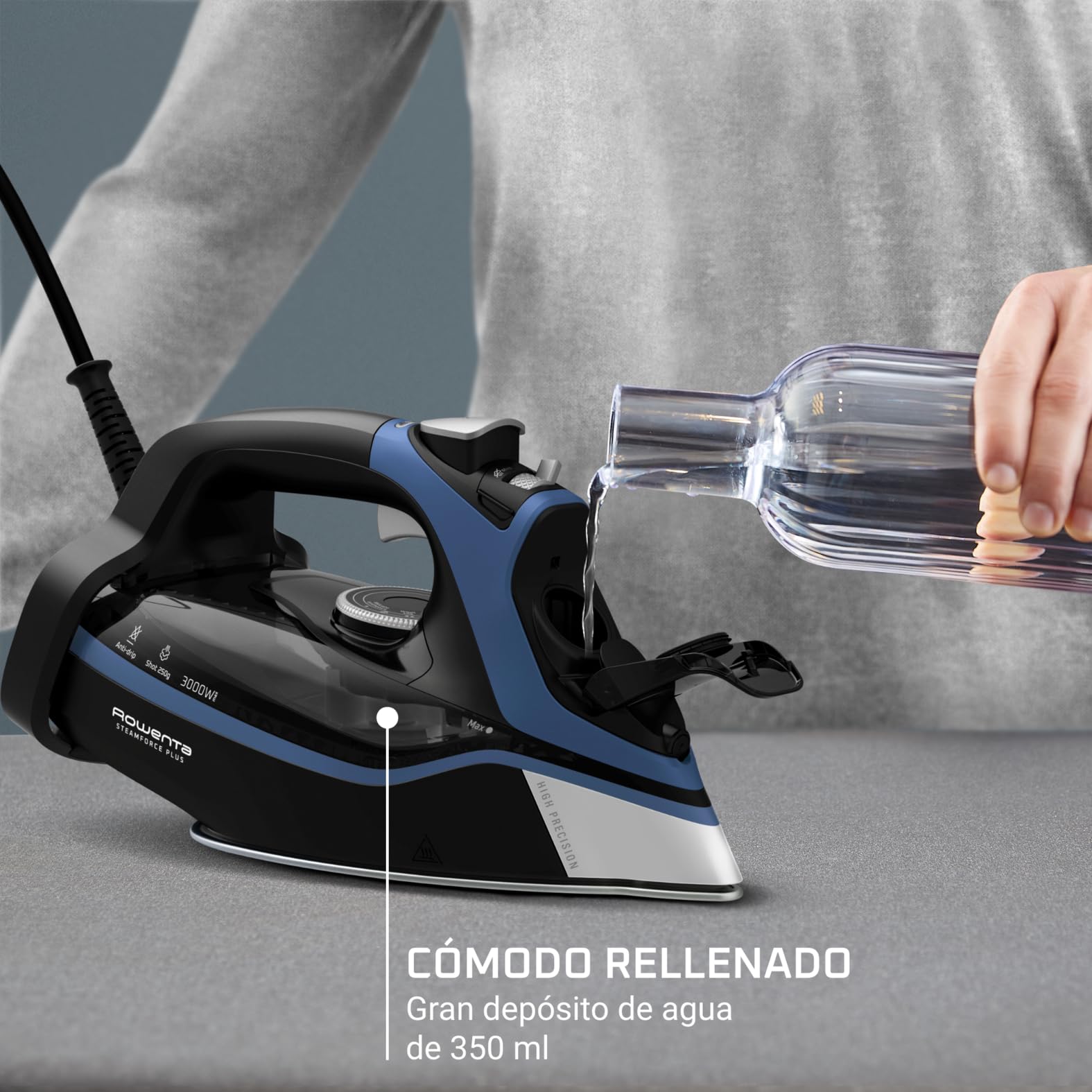 Rowenta SteamForce - Plancha de vapor 3000W, de 250 g/min y constante de 45 g/min, suela Microsteam400, acabado de acero inoxidable, sistema antigoteo, apagado automático, DW9411 (Reacondicionado)