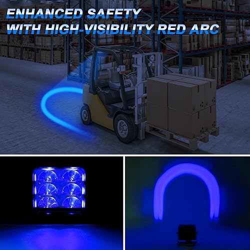 Miniatura 2 de Luz de seguridad para carretilla elevadora con zona de advertencia de arco azul, luz de advertencia LED para peatones de 30W con soporte de montaje