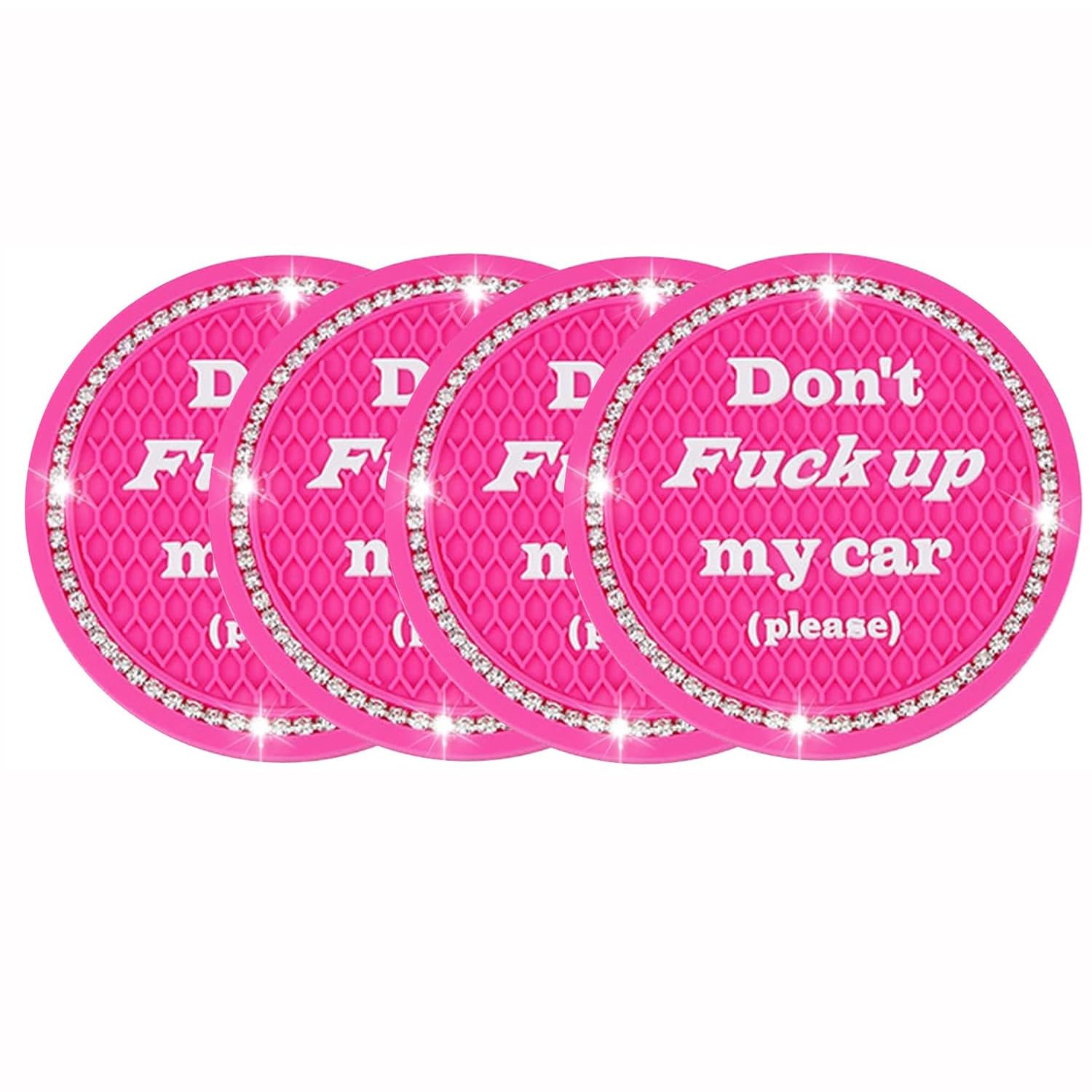 Car Cup Coaster 4Pack,Bling Car Accessories Interior,Universal Car Cup Holder Coaster,Auto Cup Mats,Car Cup Holder Insert Coasters(Roes Red,4PC)