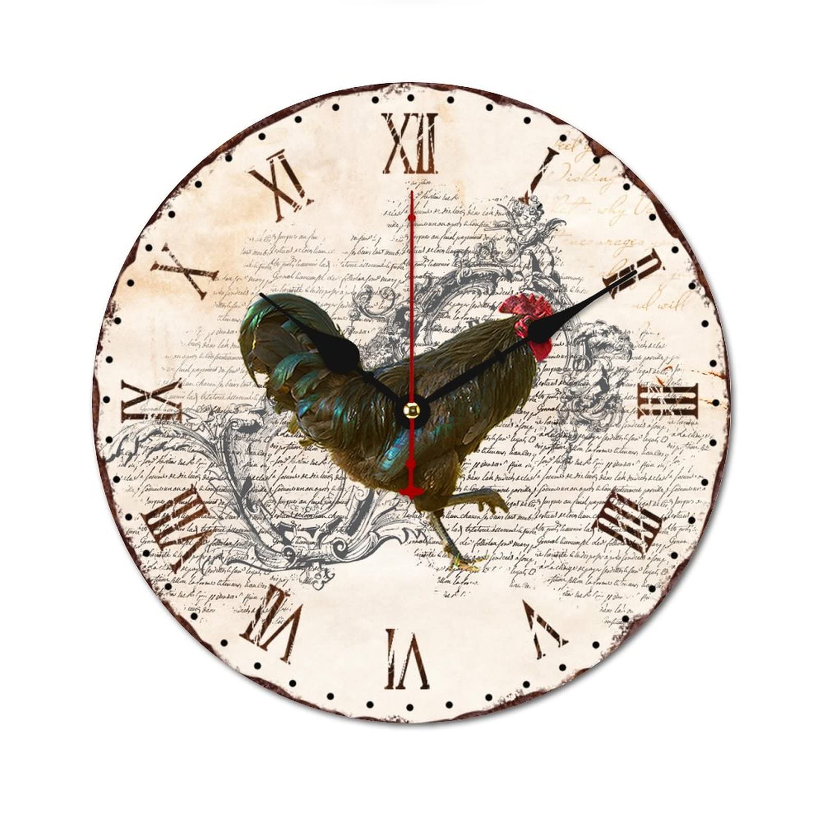 Horloge murale en bois coq cadeau propriétaire maison rétro