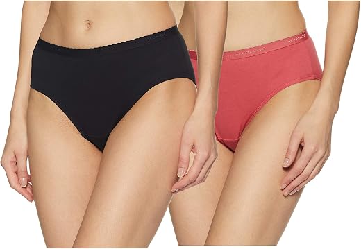 Van Heusen Women's Cotton Solid And Slub Hipster Briefs - Pack Of 2