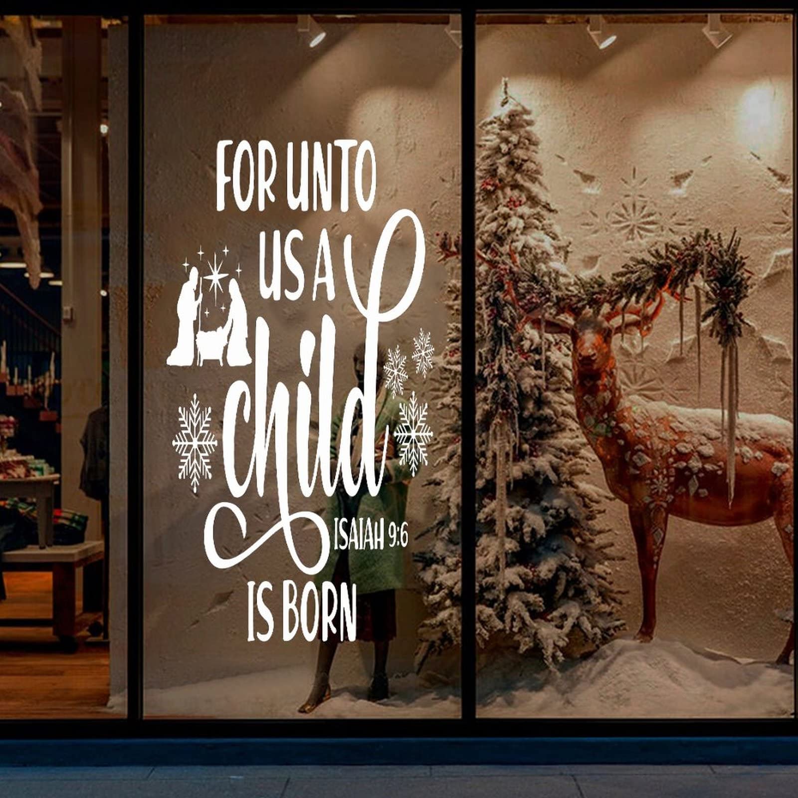 for Unto Us A Child is Born Isaiah 9 Christmas Vinyl Stickers Cars Laptops Wall Doors Windows Decal Sticker Bumper Sticker Decoration, 36"