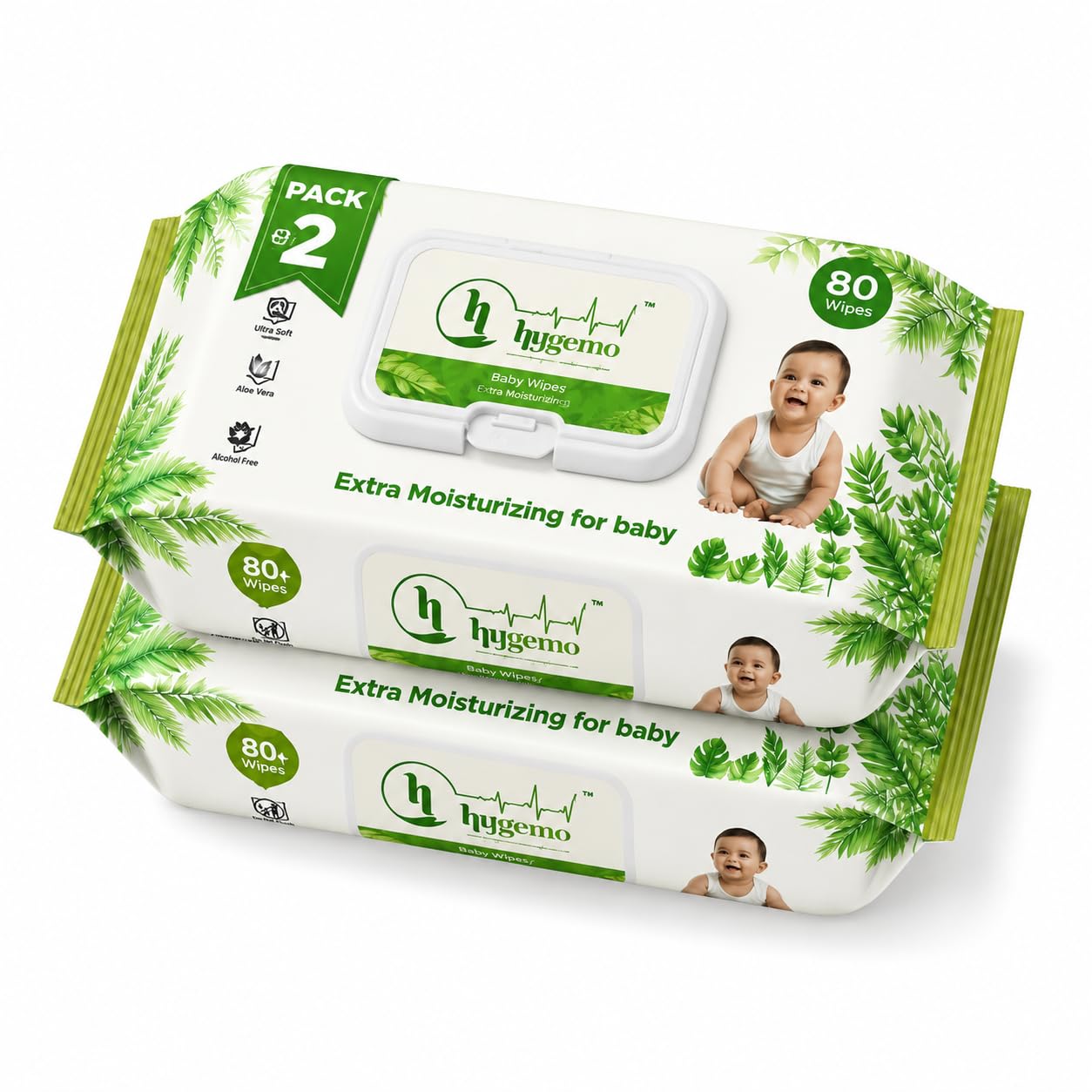 Baby Wipes for New Born Baby, Gentle Wet Wipes for Babies | Alcohol Free | Soft Moisturising Cleansing Tissue for Face | Hands & Body | Sensitive Skin | Daily Use | Pack of 2-image-45