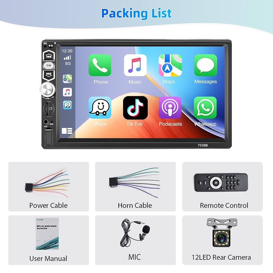 Amazon.com: Podofo Apple CarPlay Single Din Car Stereo, 7