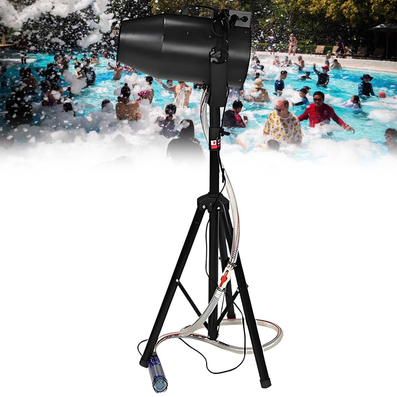 SHUMIAO Foam Machine for Parties 1000W, Portable Foam Maker with Tripod Stand and Pump, 860 Sq.Ft Large Area Coverage, Fast Foaming Jet for Summer Poolside Fun, Backyard Events, Festivals
