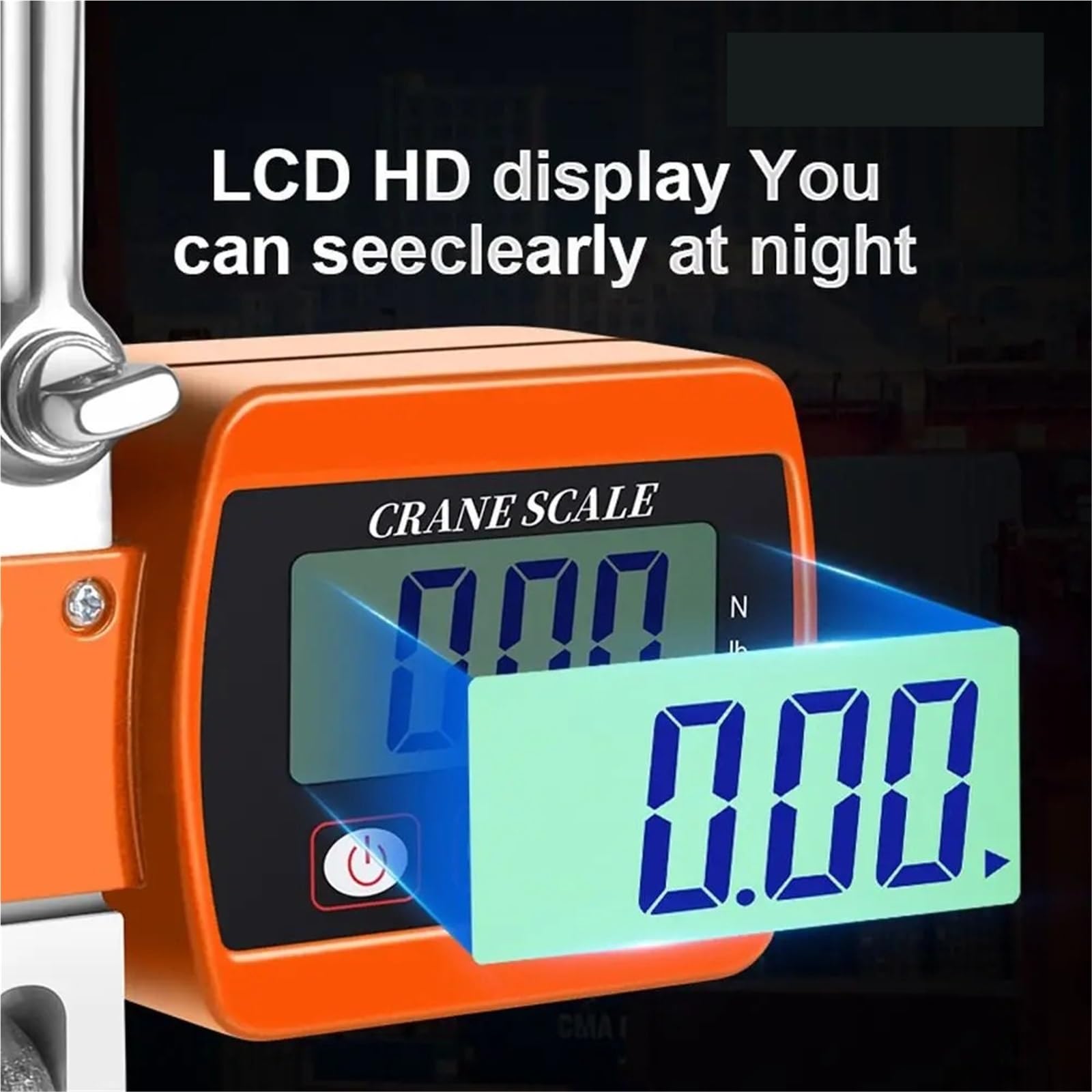 Cyfrowa waga dźwigowa, 500 kg Funkcja zmiany jednostki LCD Cyfrowa elektroniczna waga przenośna ręczna hakowa,Gospodarstwo,Wędkarstwo, Ryby,(Orange)