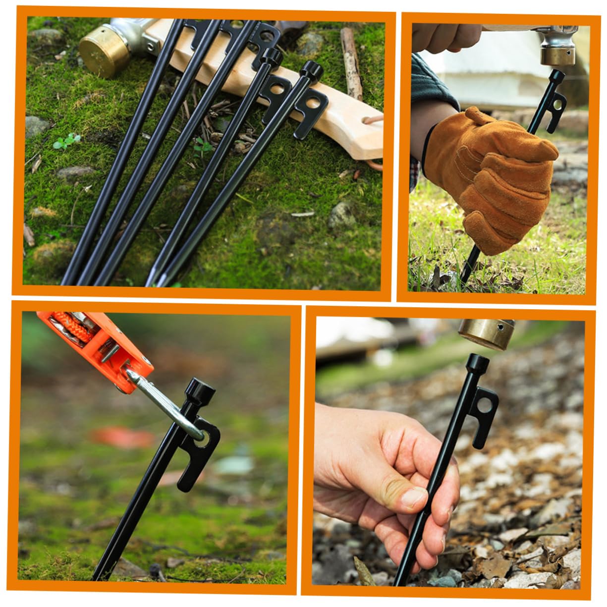 10 Pièces Lot de Piquets De Tente Métal pour Camping Extérieur avec Pointe Épaisse Et Boucle Résistants Vent