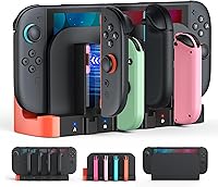 Vista 10 de Switch Charging Dock for Joycons - Charge for 6 Joycons Simultaneously - OLED Model Compatible - Switch Controller Charger Station with LED