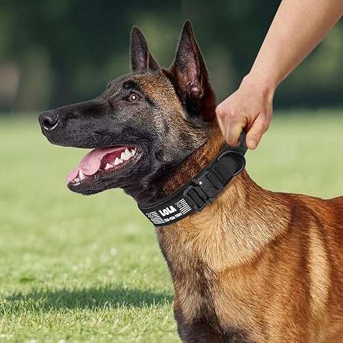 Miniatura 2 de Collar de perro personalizado con nombre, collar táctico para perro con parches personalizables de nombre y número, hebilla de metal de liberación