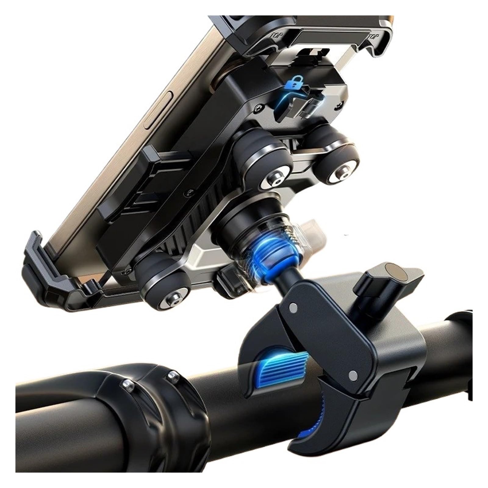 Support GPS Moto Support De Téléphone pour Moto, Vue À 360°, Anti-Vibration, Fixation pour Guidon Vélo, Utilisation Une Main, pour Modèles 4,7 Pouces