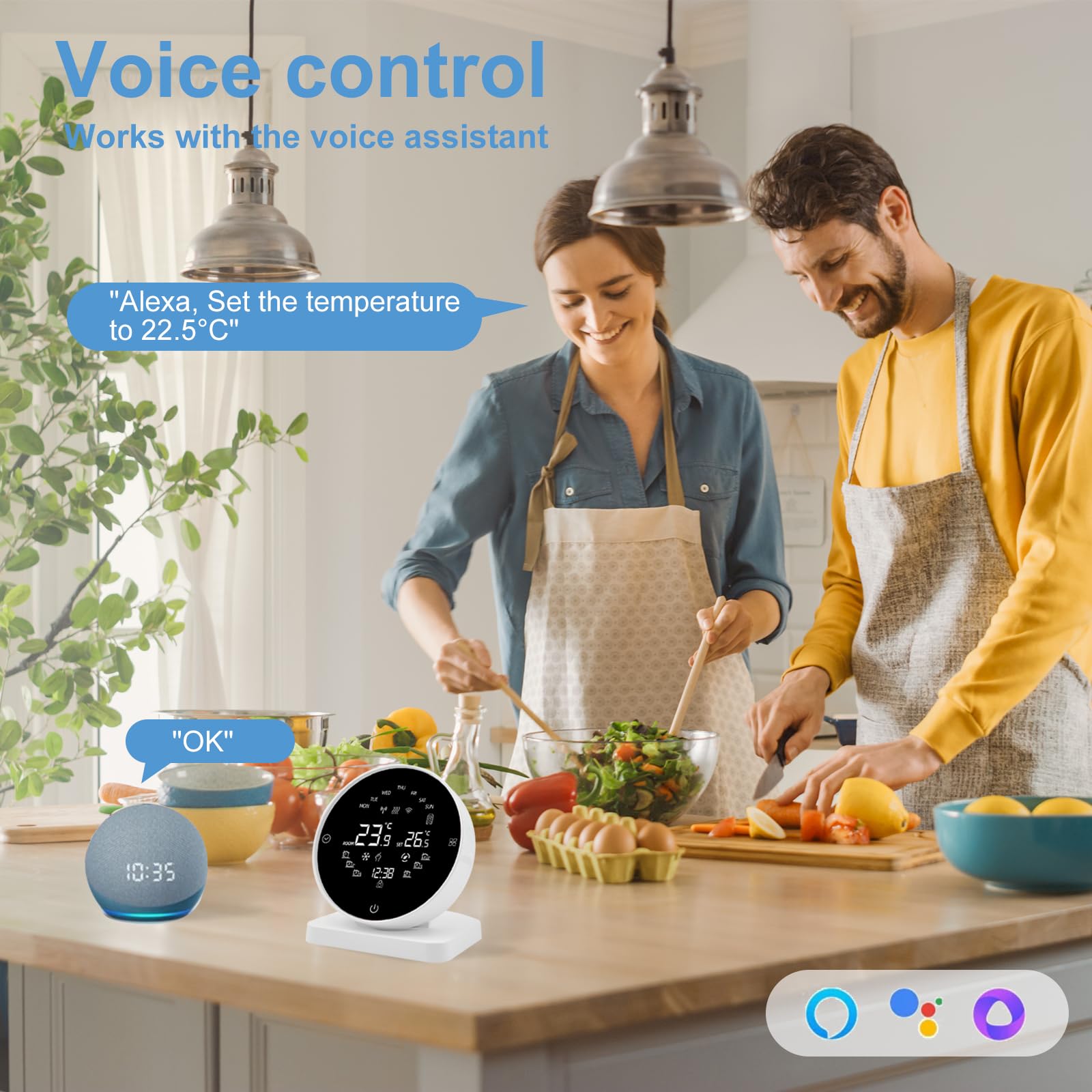 Termostato para calefacción por suelo radiante, termostato inalámbrico con pantalla táctil, adecuado para calderas de gas, calefacción por suelo radiante, termostato de habitación, termostatos