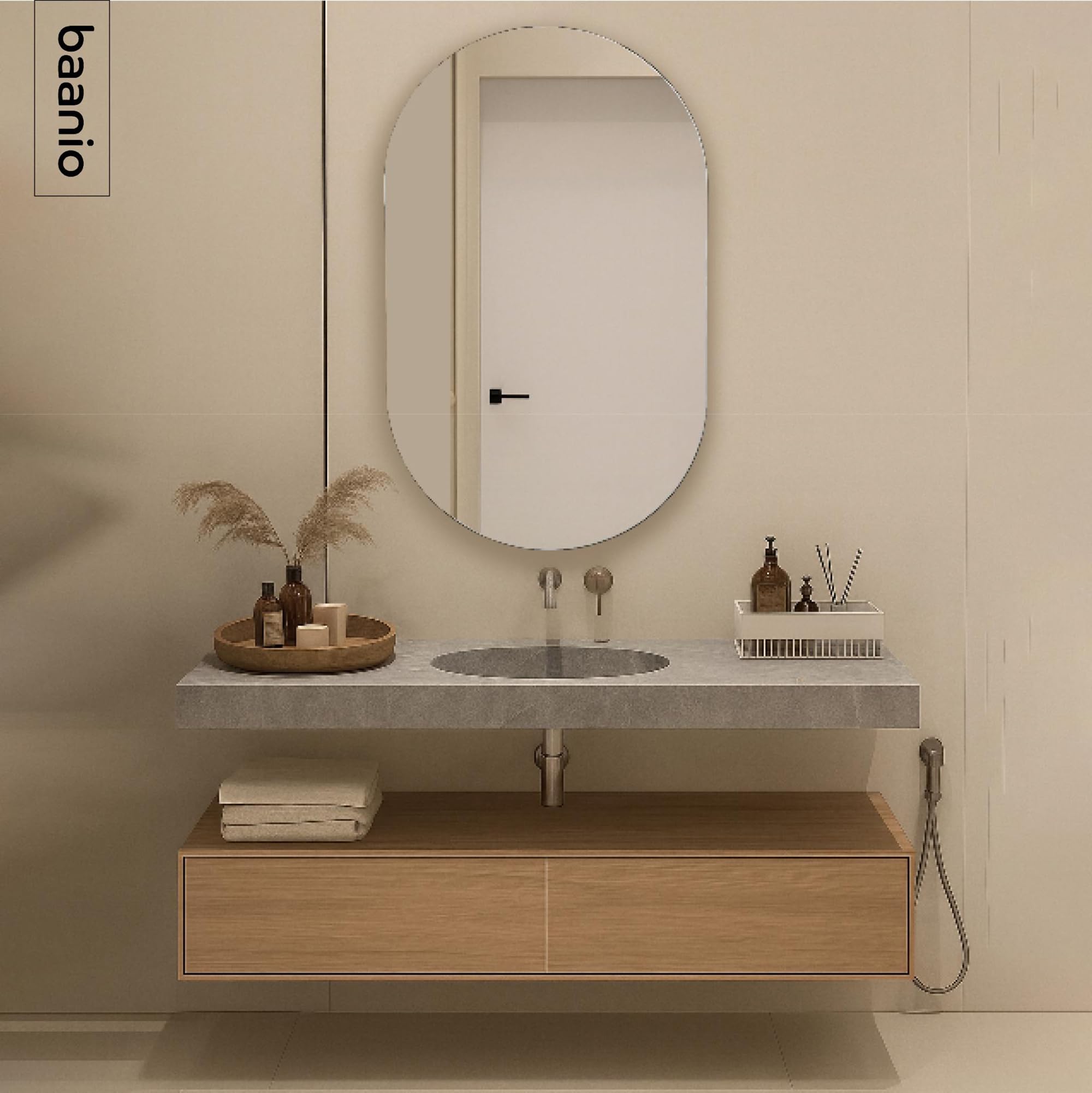 Eclisse - Espejo Baño Ovalado 60x100 | Espejo de Cristal de 4 mm, Plata Ecológica y Fácil Instalación | Montaje Horizontal o Vertical | Diseño Moderno