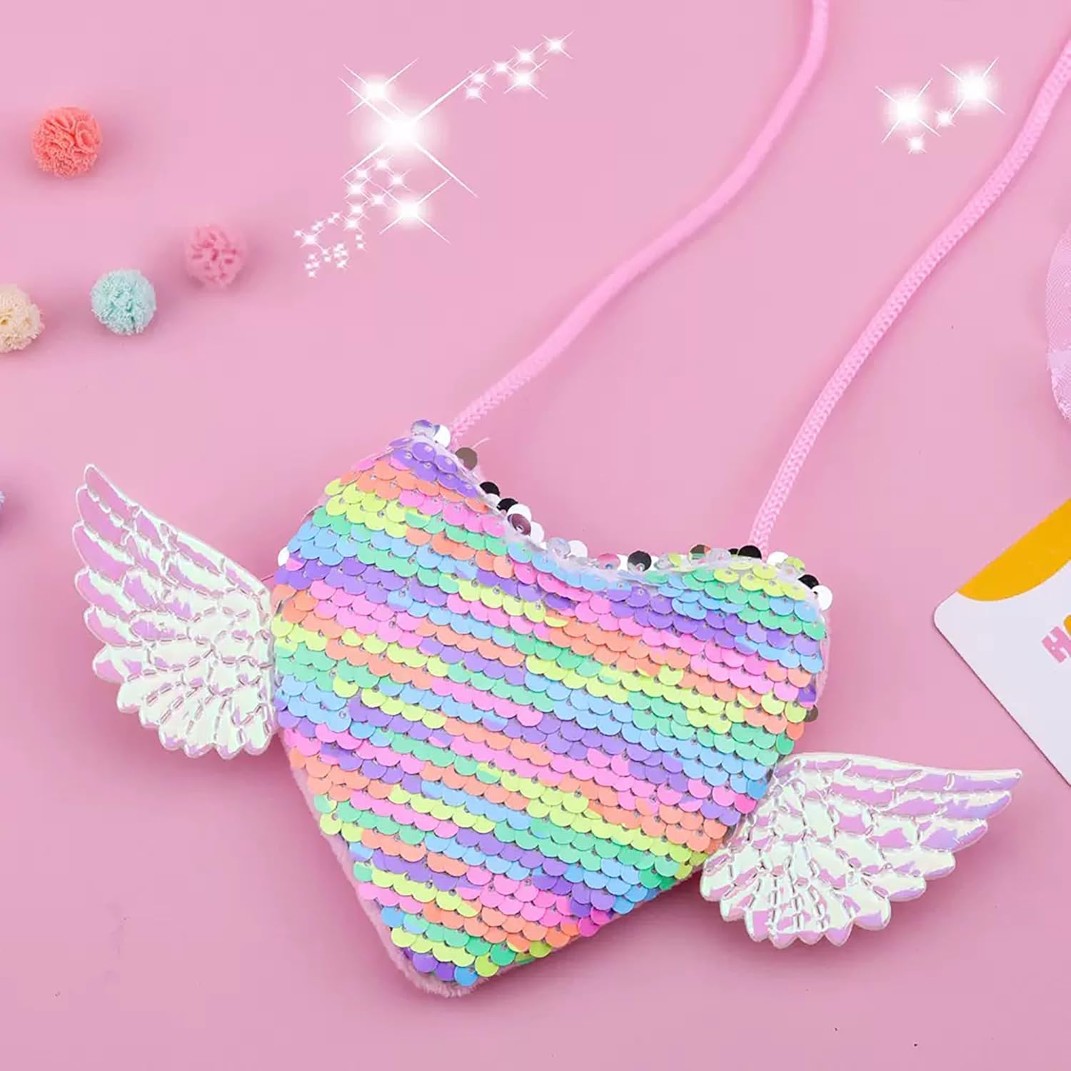 9 Pcs Halloween Pink Witch Costume for Girls Sequins Mesh Princess Dress with Accessories - Image 8