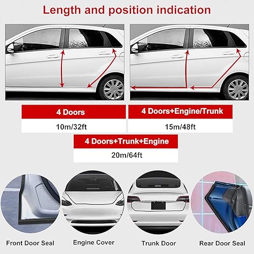 Miniatura 2 de COYOUCO Protectores de borde de puerta de automóvil, protector de sello de goma de 32 pies32.8ft en forma de U, protección de borde de puerta de