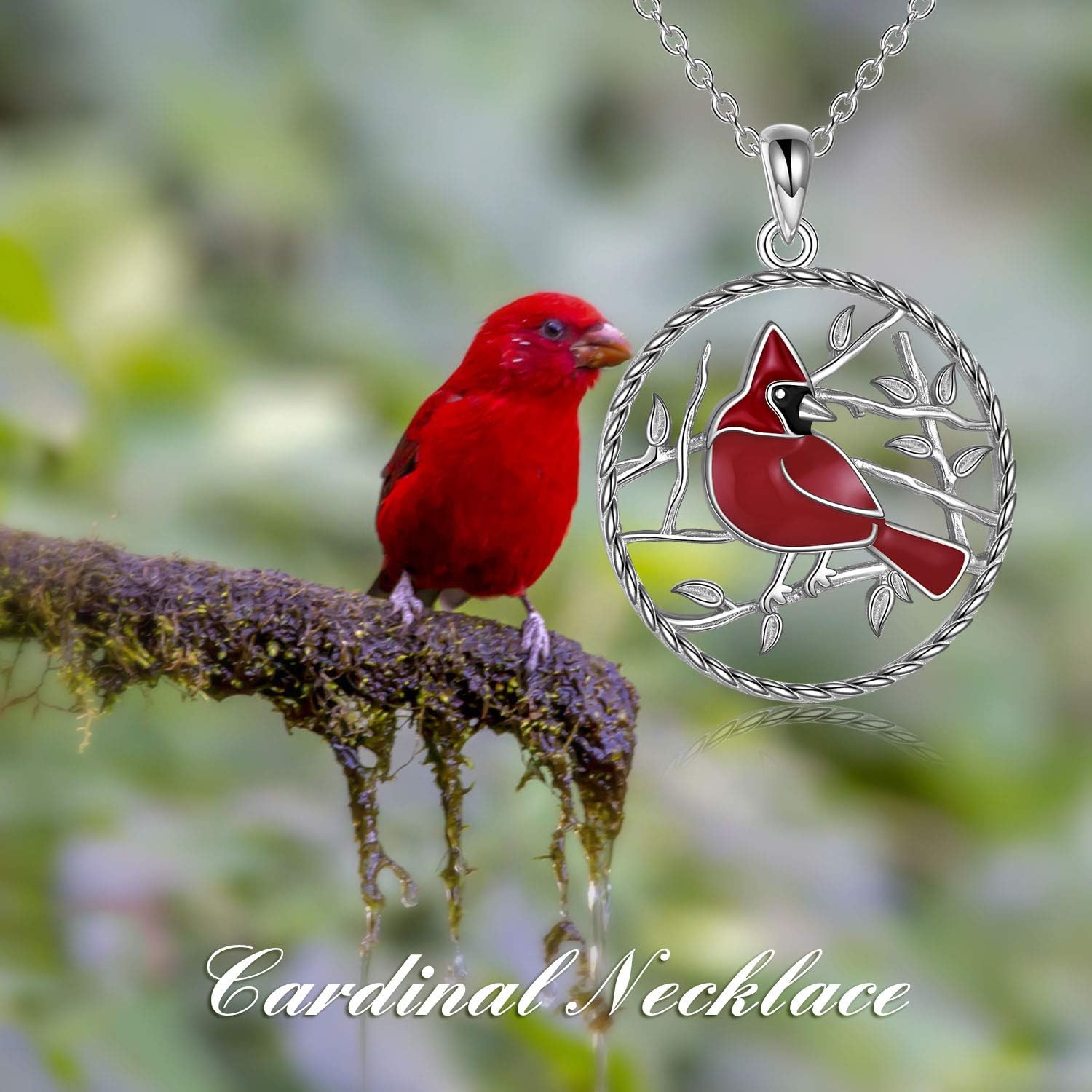 YFN S925 Sterling Silver Bird Pendant Necklace with Flowers Gift for Women Hummingbird/Cardinal - Image 5