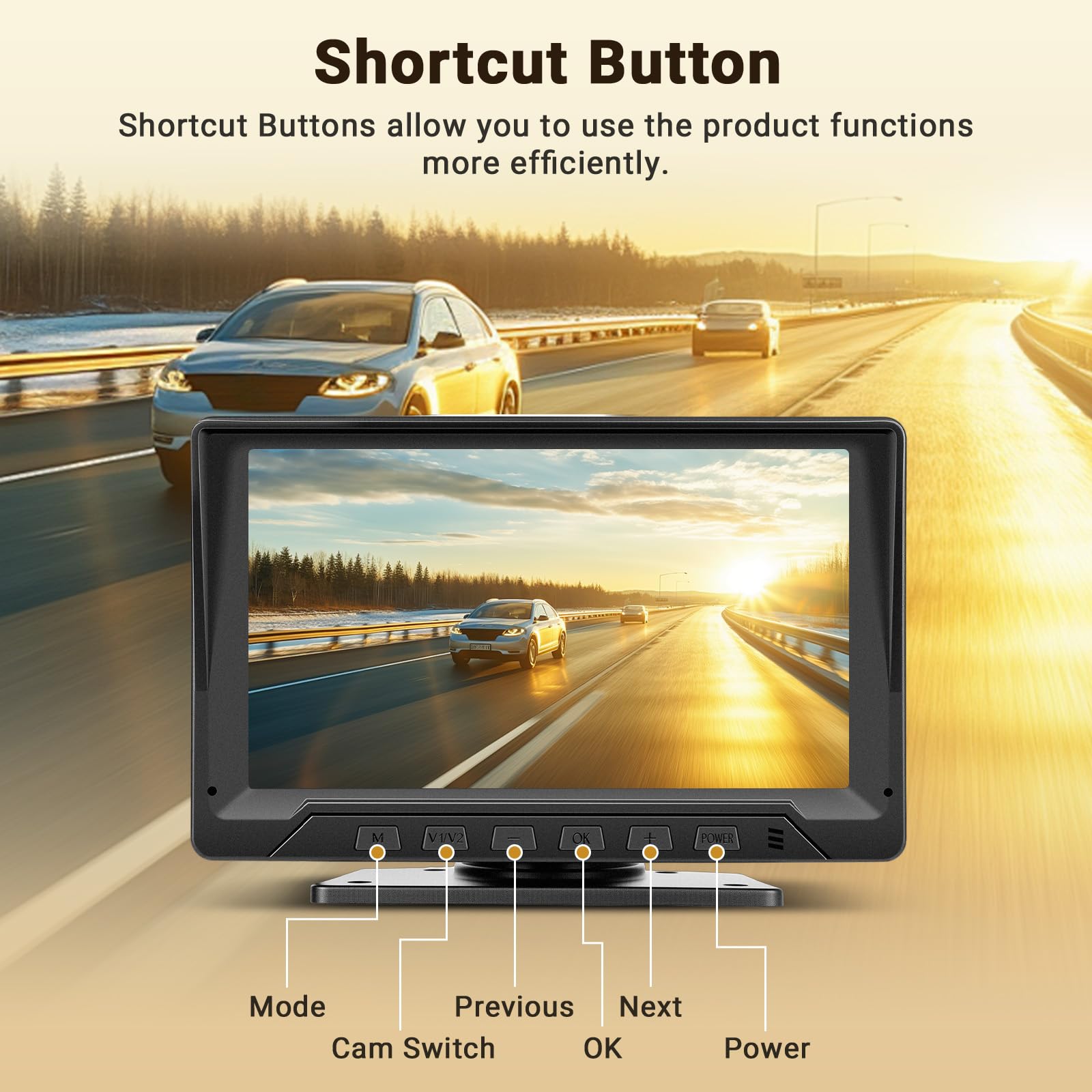Hikity Caméra de Recul Radar 7 Pouces Moniteur avec Vision Nocturne/Lignes d'Aide au Recul pour Tous Les Modèles de Véhicules Alimentation Via Allume-Cigare 12V