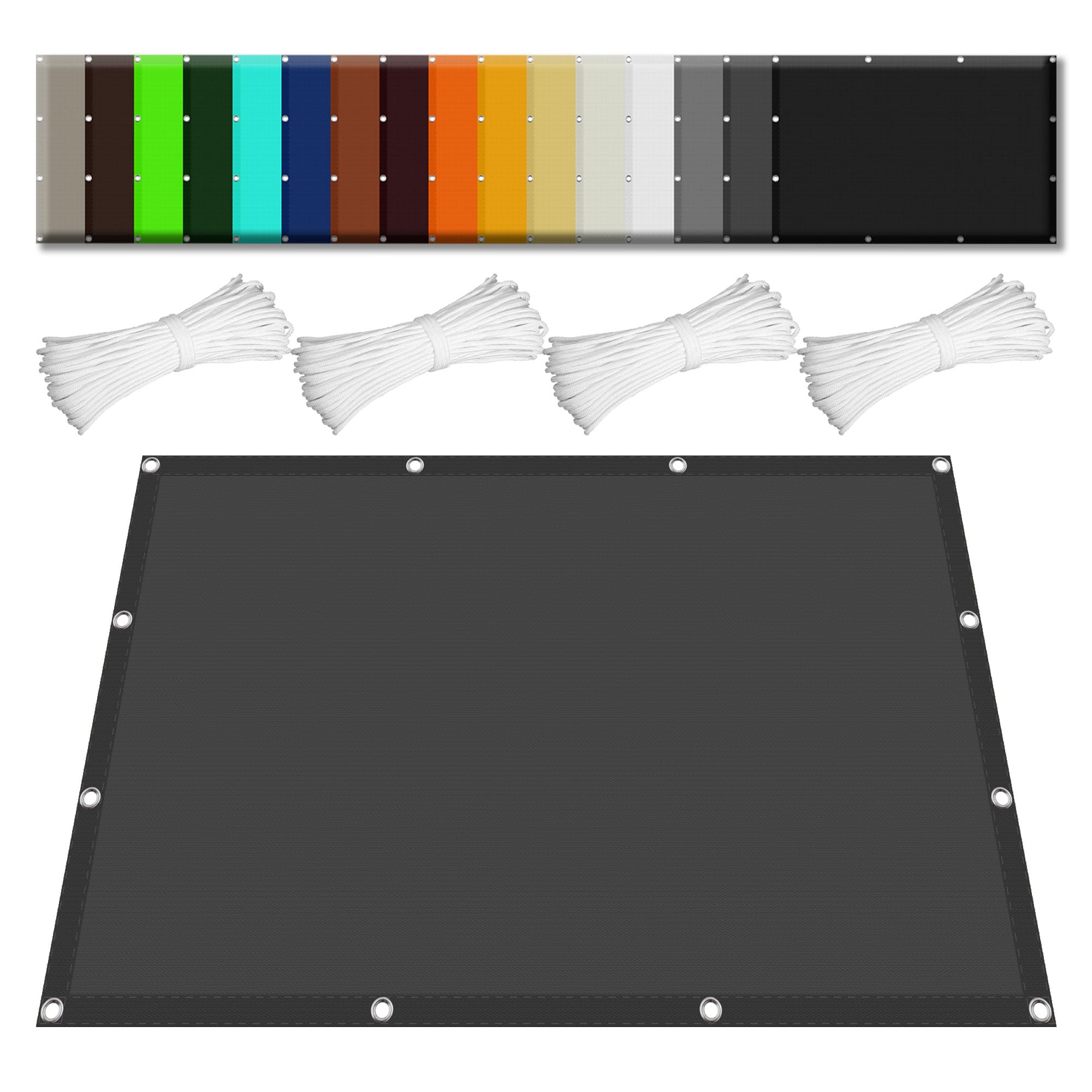 Voile d'ombrage rectangulaire gris foncé 45x400 cm avec kit de fixation