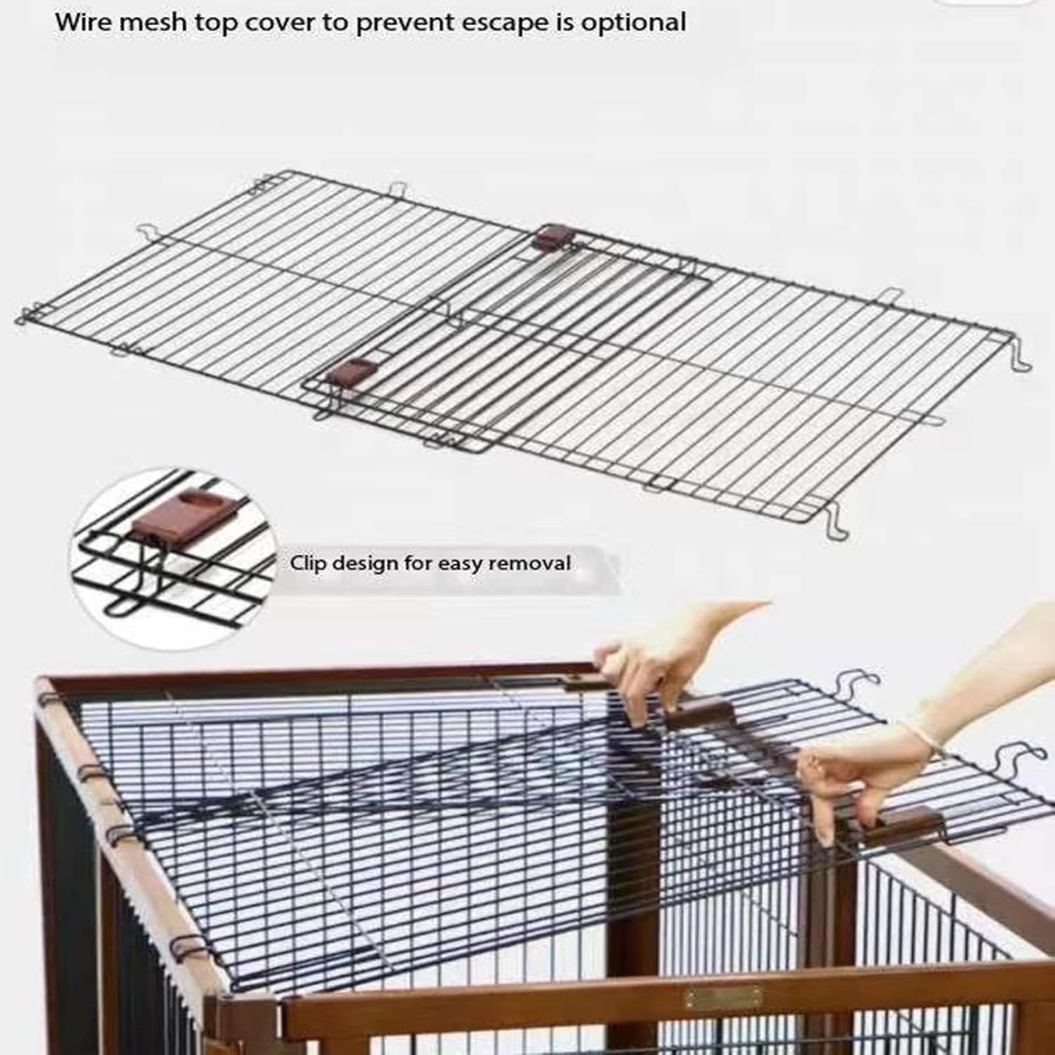 Gated Pet Freestanding Dog Gate, Wooden Dog Playpen, Foldable, Pet Safety Fence for Doorways, Stairs and Kitchen (C)