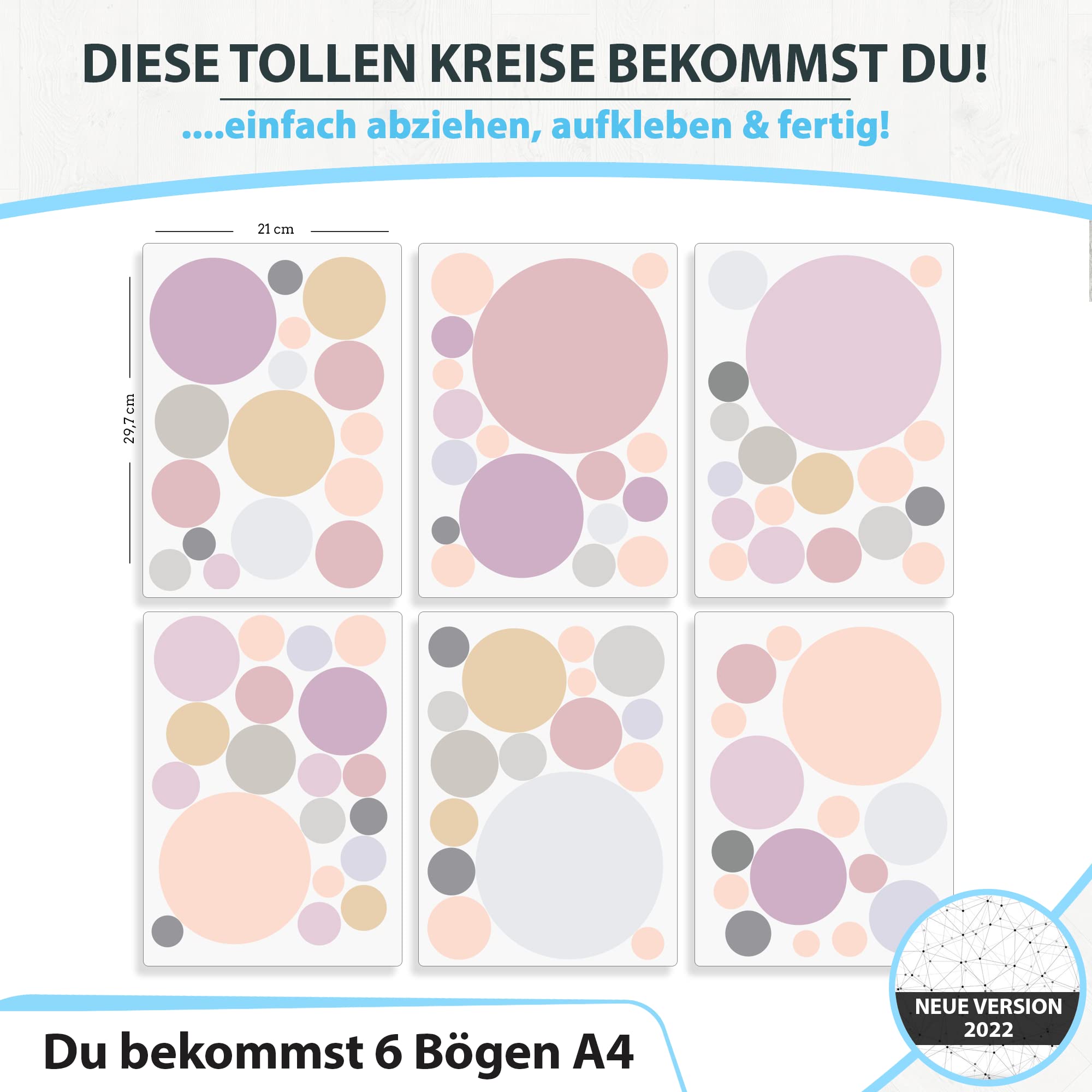 Naklejka ścienna do pokoju dziecięcego 100 punktów - zestaw naklejek ściennych - pastelowe kolory, punkty do przyklejenia naklejka ścienna dekoracja ścienna - folia ścienna, małe dzieci, morela,