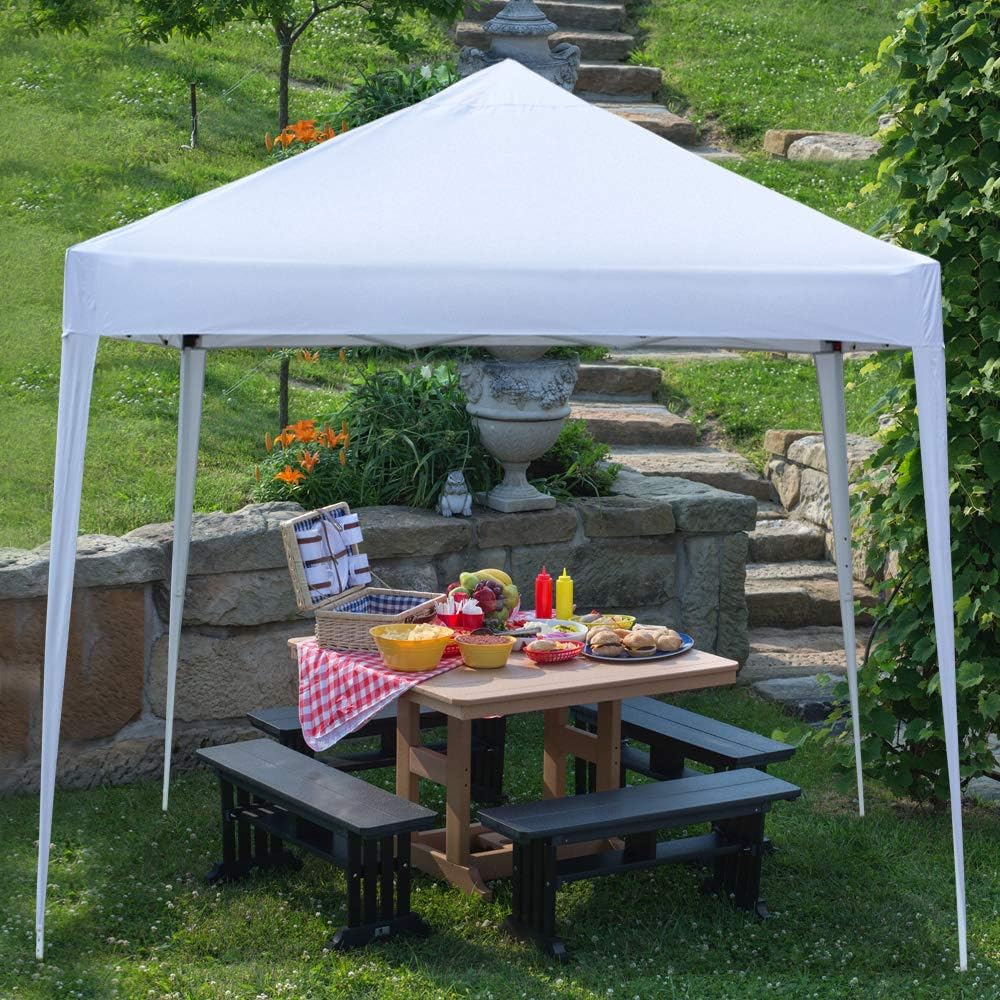 10 x 10 ft Outdoor Canopy Tent Heavy Duty Ez Pop Up Gazebo Canopy Tent for Outdoor Adjustable Folding Gazebo Portable Party Wedding Exhibition Pavilion BBQ Beach Without Sidewalls White