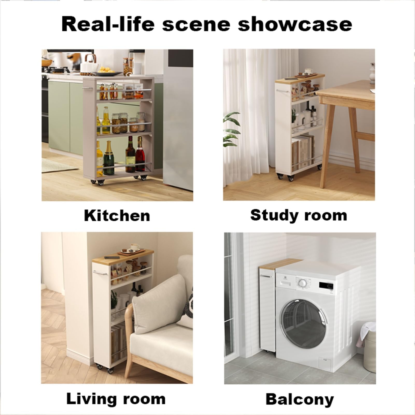 XPLKQXE Carrello di Stoccaggio Stretto, unità di Scaffalatura A 3 Livelli con Ruote, Organizzatore di Scaffale Stretto per Cucina, Sala da Pranzo, Lavanderia(Grigio Scuro,25x55x80.5cm)