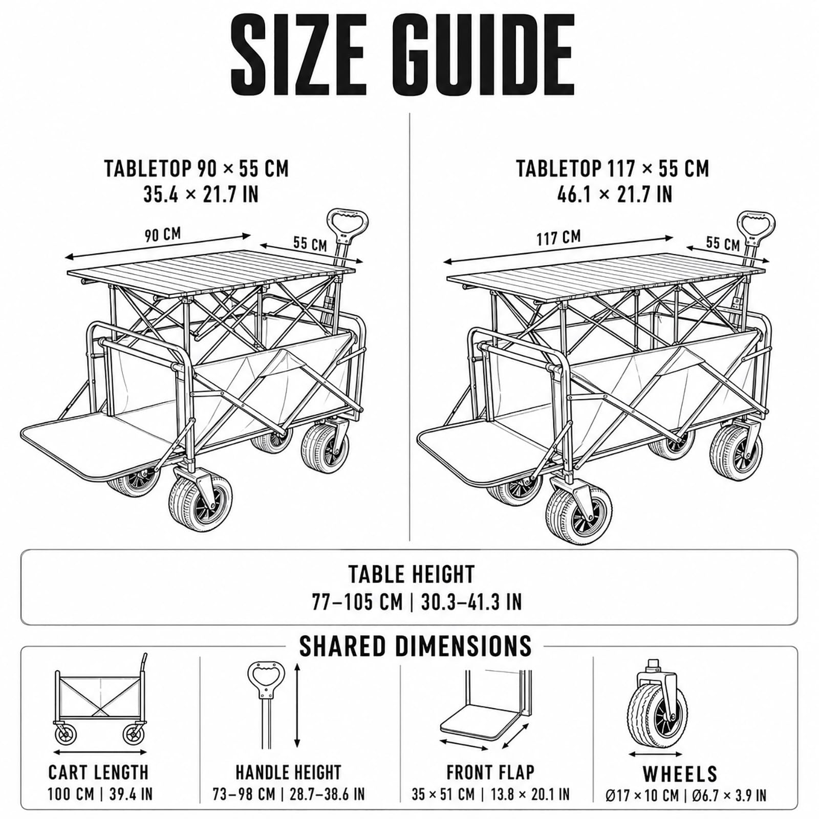 Foldable Utility Wagon with Tabletop Heavy Duty Camping Cart