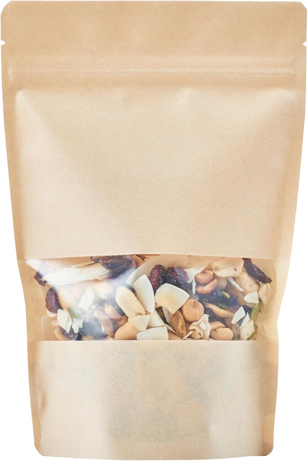 Restaurantware Bag Tek 8.9 X 5.9 X 1.6 Inch Heat Sealable Bag 100 Food Storage Storage Bag - Resealable With Transparent Window Kraft LLDPE Zipper Lock Pouch No Grease Sturdy And Durable