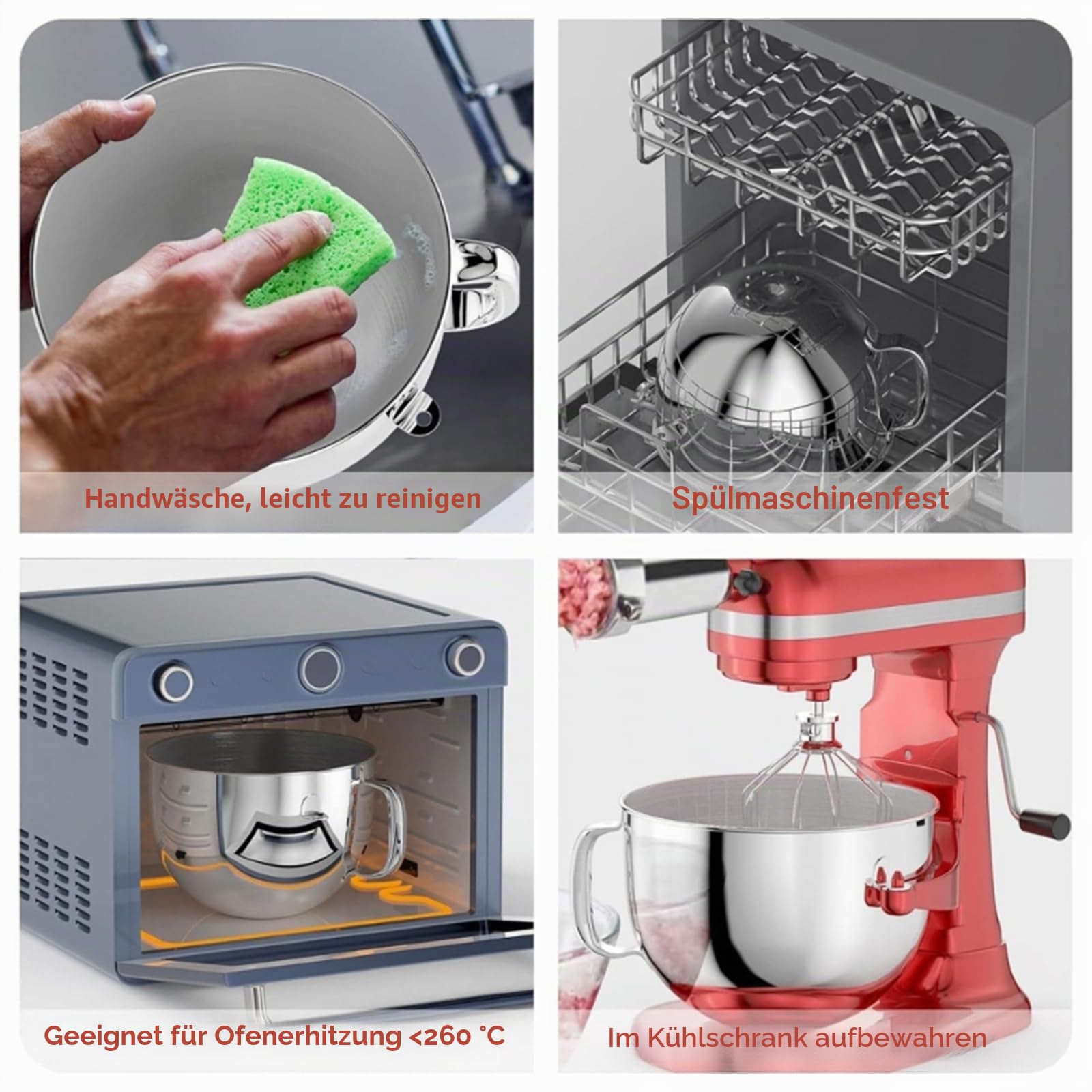 Rührschüssel Edelstahl Rührschüssel Mixer Schüssel Food Mixer Zubehör Edelstahl Textur für 7QT Mixer