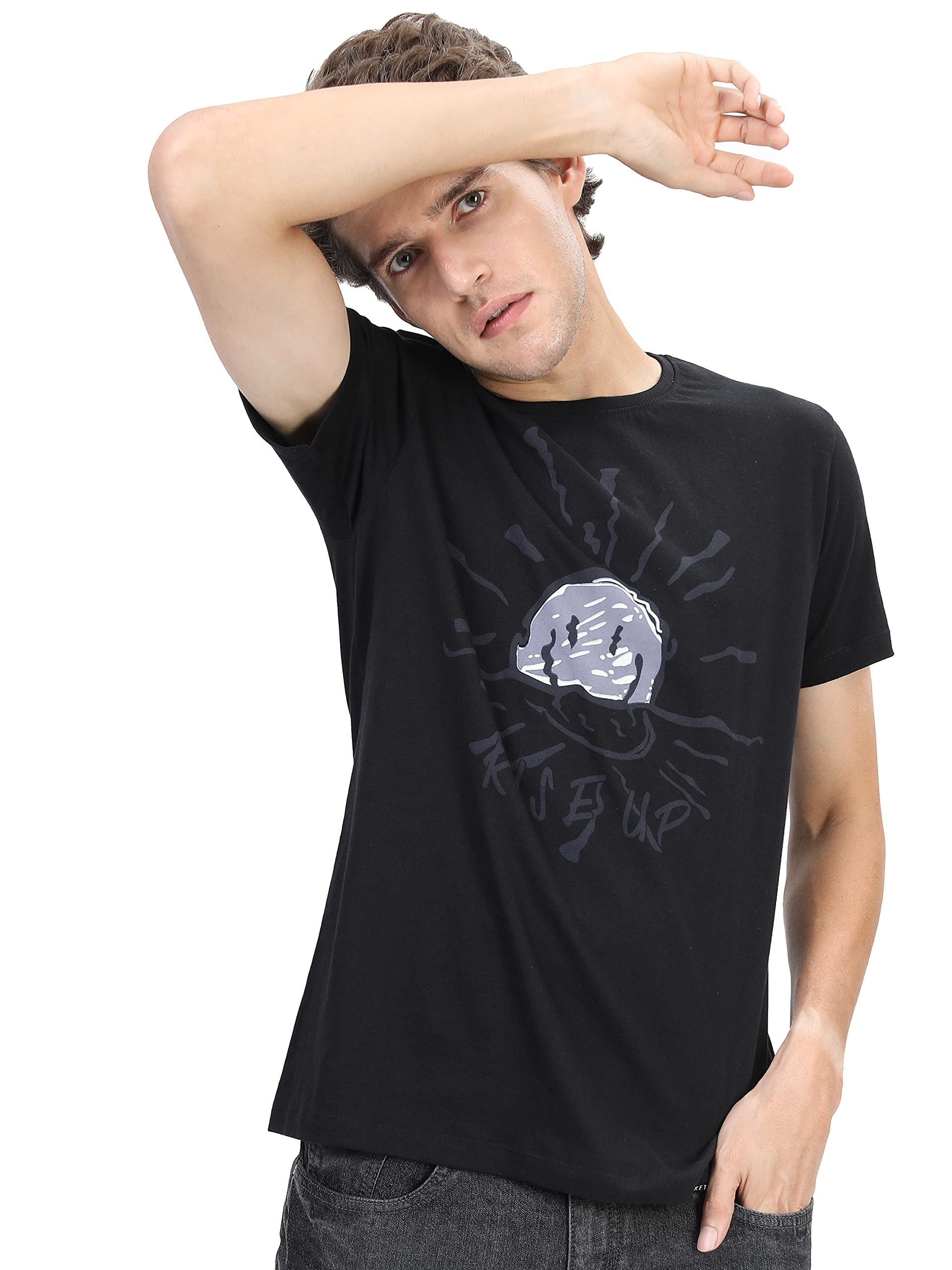 Ketch Men Cotton Slim Fit Printed Half Sleeve T-Shirt in multi