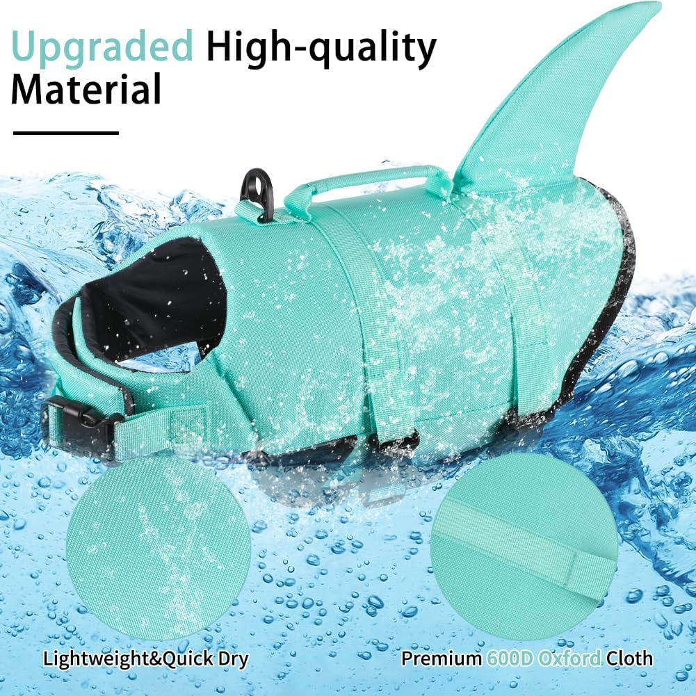 EMUST Large Dog Life Jacket, Dog Life Preserver for Swimming, Small/Medium/Large Pet Water Vest with Rescue Handle, Adjustable Pet Flotation Vest for Water at Pool, Beach, Boating (XL,SolidTurquoise)