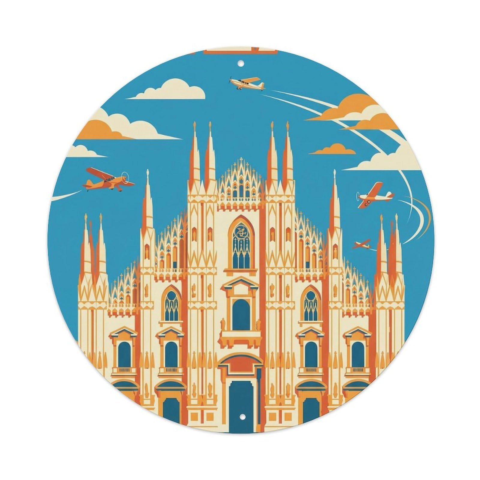 Vintage Travel Milan Italy Airline Metal Tin Sign