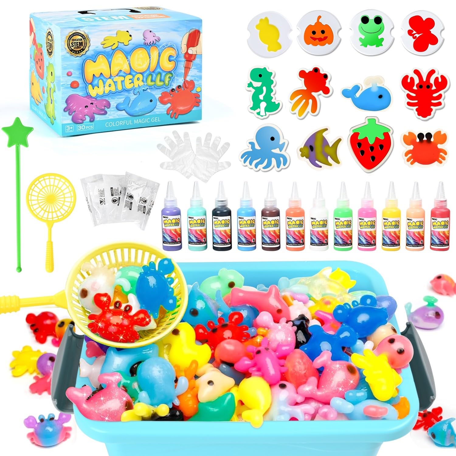 Magic Toy Water Toy Elf Toy Kit, Aqua Toy Fairy Water Gel Kit Creative Magic Toy Water Creation kit, 12 Magic Gels, Arts & Crafts DIY STEM Kits Children's DIY (12 Colors)