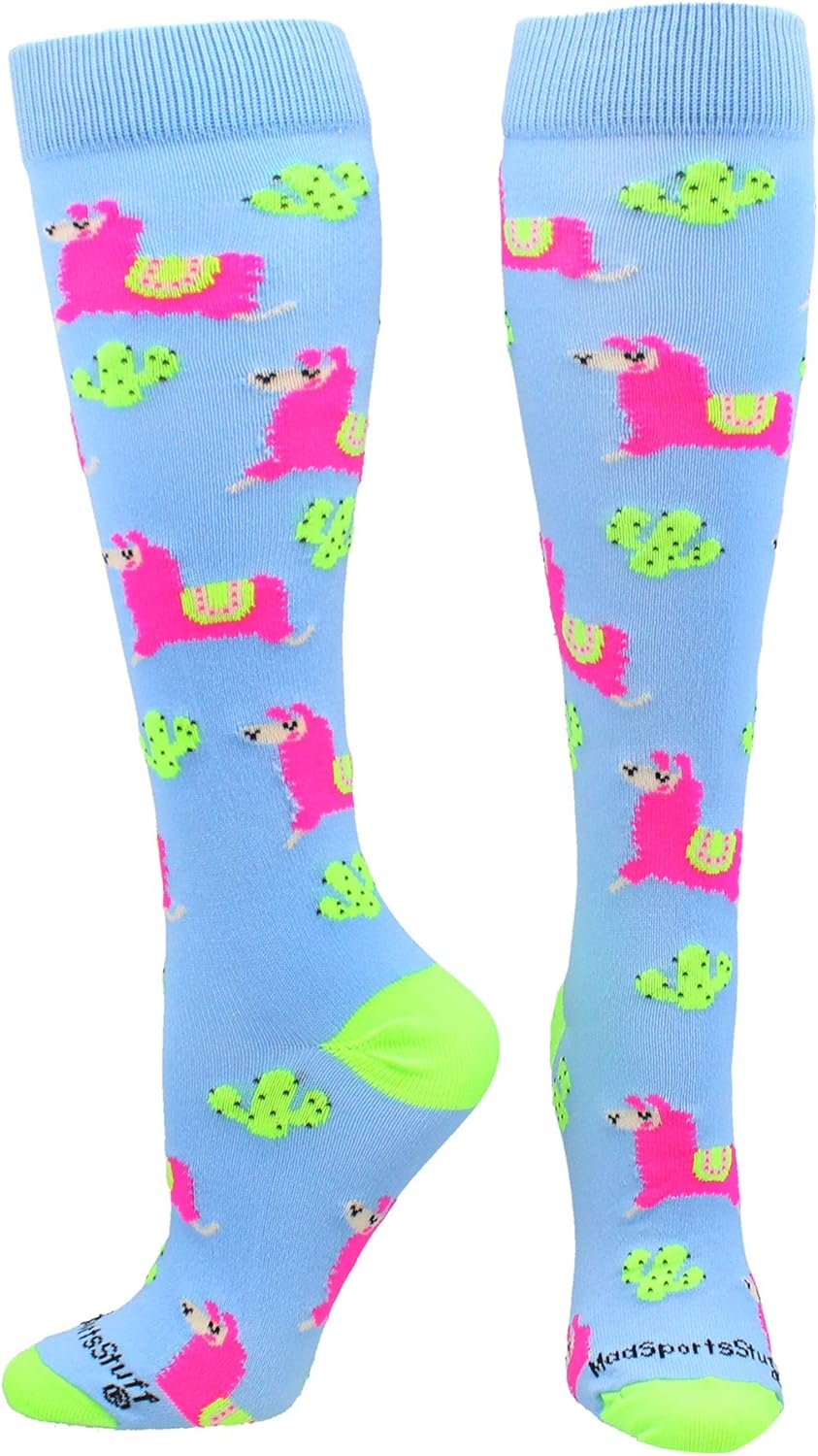 MadSportsStuff Cactus and Llama Socks Over The Calf Length : Sports & Outdoors