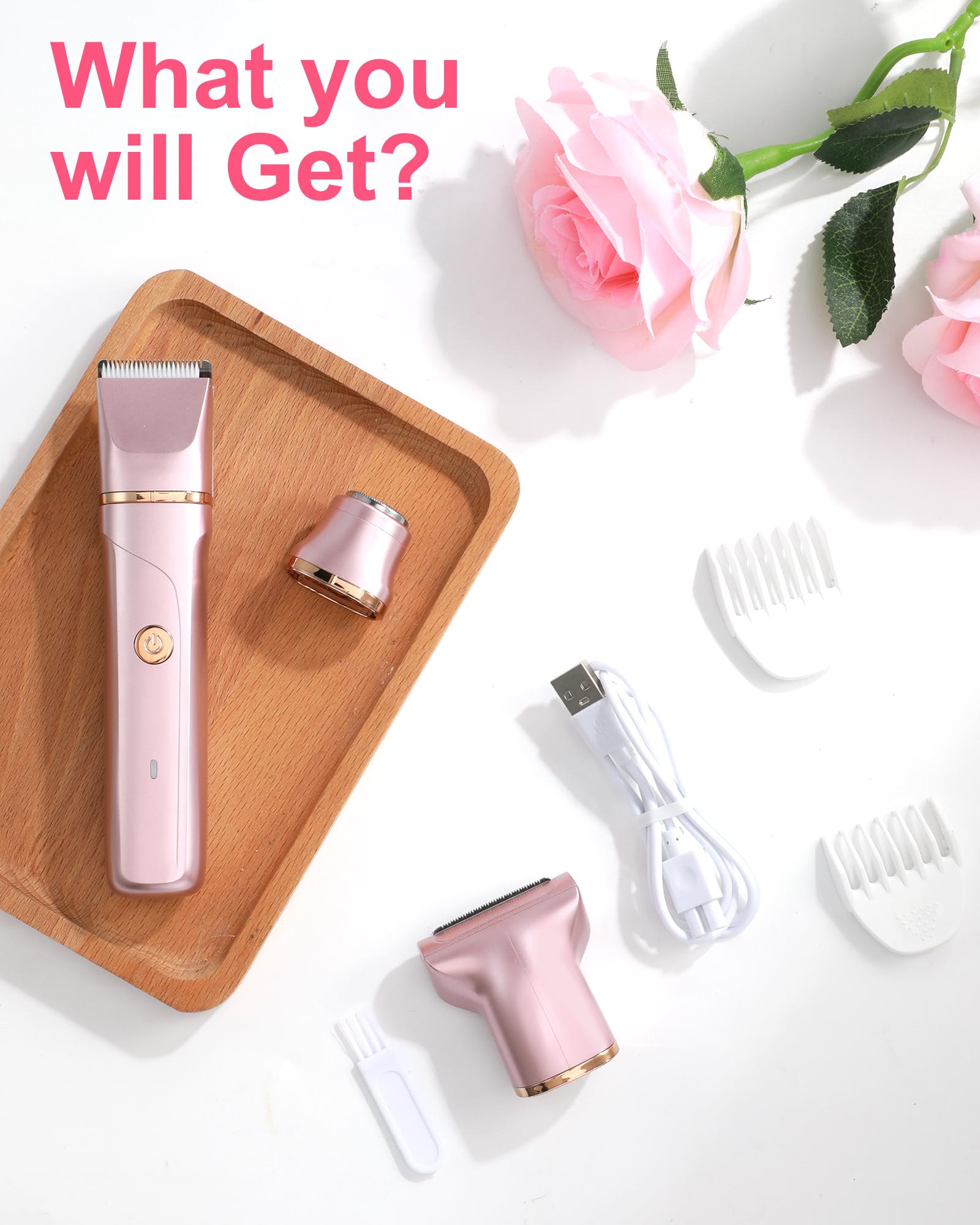 Rasoio da donna, 3 in 1, rasoio intimo da donna, depilatore per il viso da donna, rasoio elettrico da donna, per gambe, braccia e zona bikini, ricaricabile IPx7, impermeabile, trimmer da donna, oro