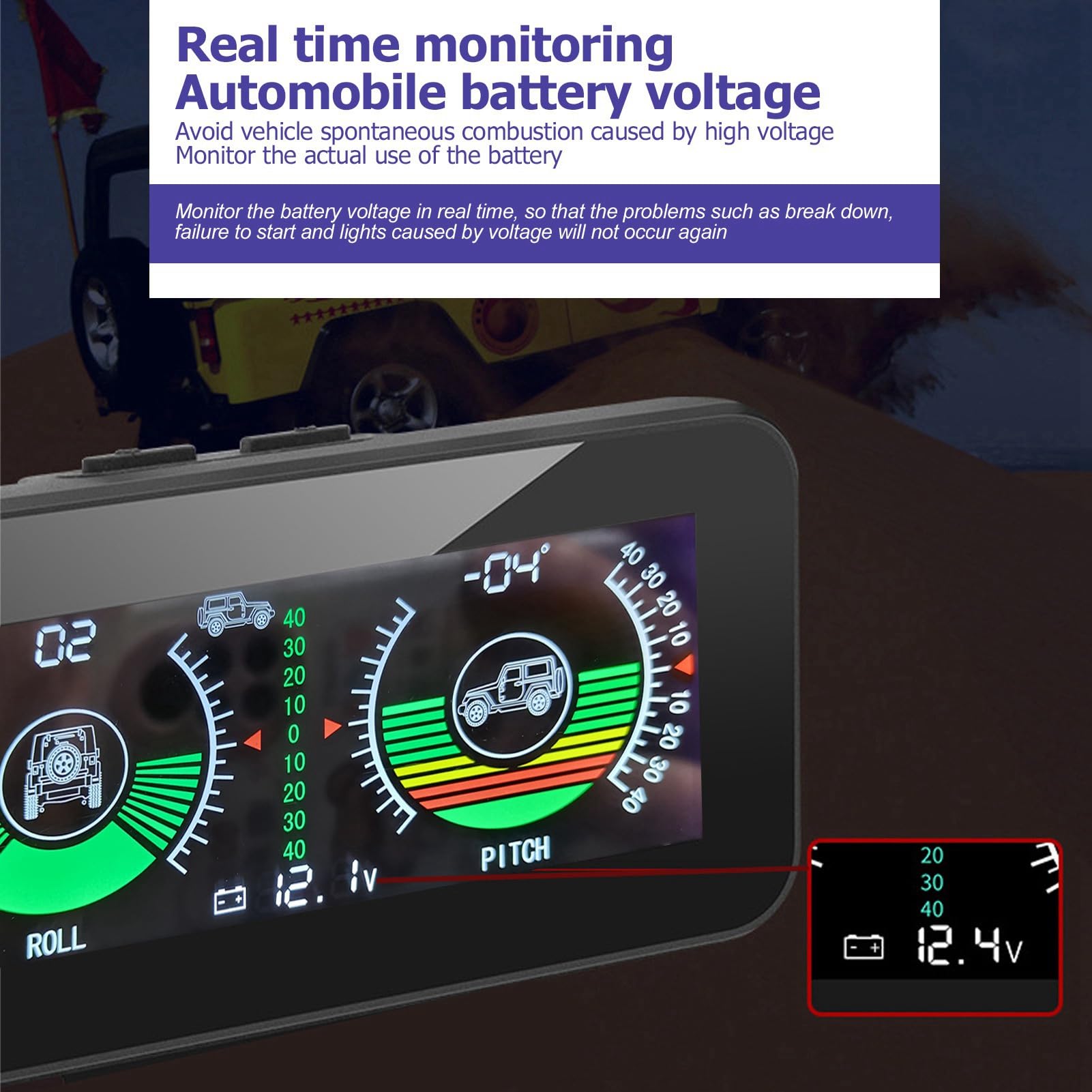 Inclinometro Universale per Auto Allsor HUD Digitale Misuratore di Inclinazione Fuoristrada