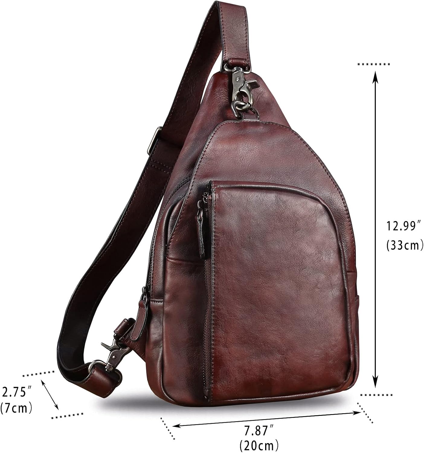 Genuine Leather Sling Bag for Men and Women Vintage Real Leather Sling Backpack Shoulder Crossbody Bag Chest Bag - Image 5