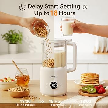 Automatic Nut Milk Maker Blender, 20oz Homemade Soy Milk Maker for Plant-Based Milk, Coconut, Oat, Almond, Non-Dairy Beverages with Timer, Keep Warm, Boil Water, Self-Cleaning
