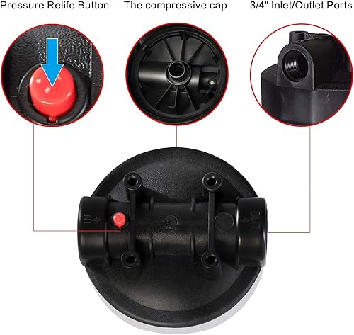 Miniatura 4 de Geekpure Carcasa de filtro de agua para toda la casa de 10 pulgadas con llave y soporte, puerto de 4.5 x 10 pulgadas, 34 pulgadas