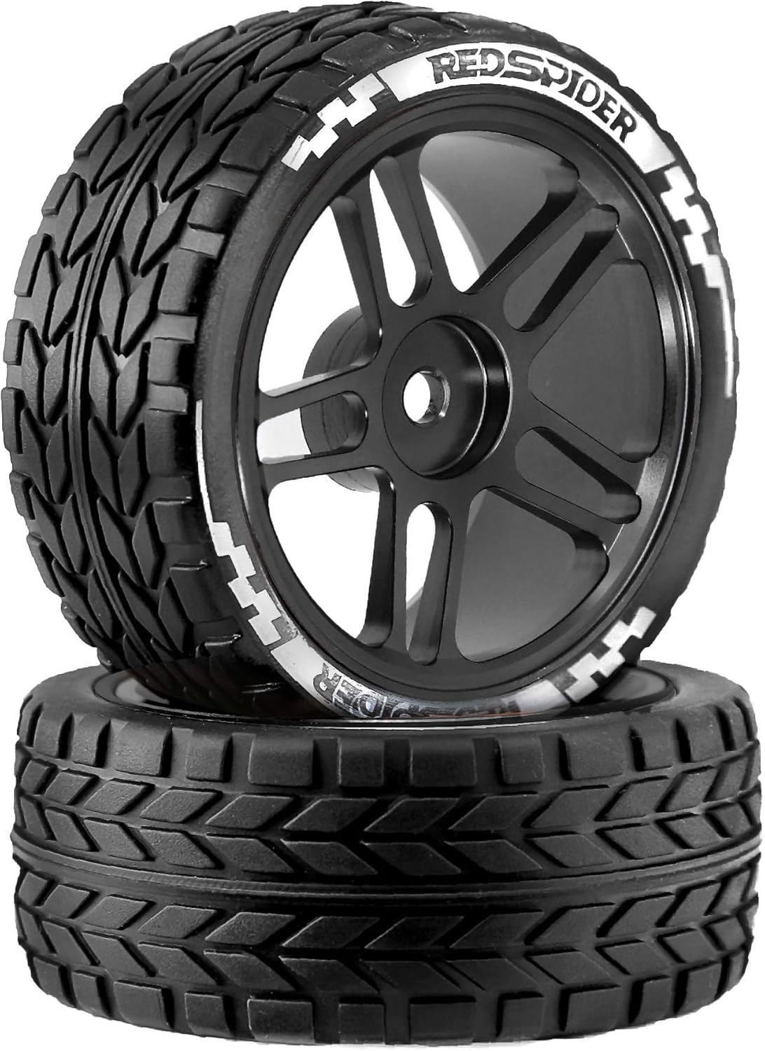 1/10 Metal RC On-Road Wheel Tires 2.55" OD 5-Spoke Wheel hub and Rally Tires 12mm Hex Fit for 1/10 Tamiya TT01 TT02 XV02 XV01 WLtoys HSP Kyosho WR8 RedCat Sakura HPI