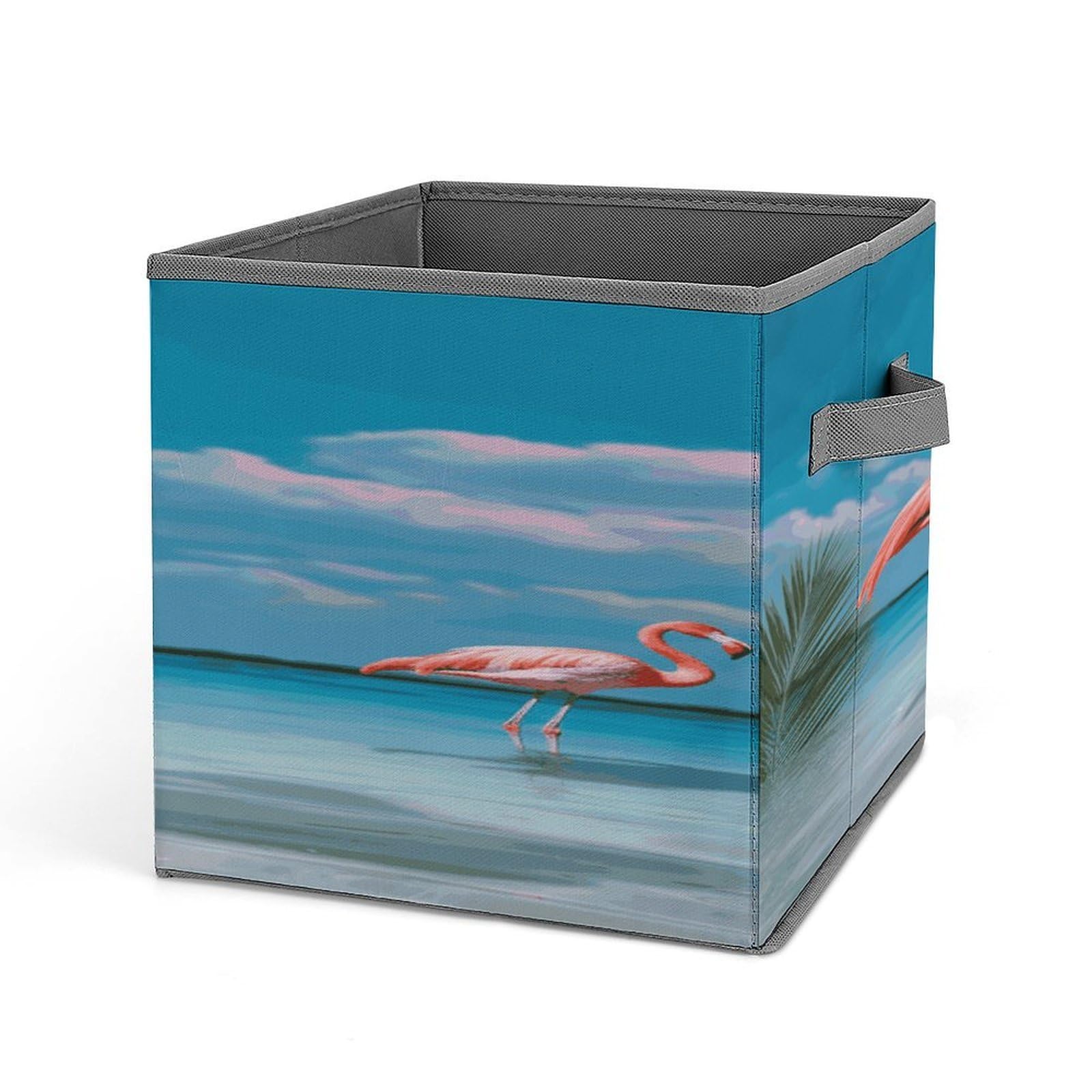 Fodpand Style Flamingo In Water Storage Cubes Foldable Decorative Fabric, Storage Bins Baskets With Handles, Closet Organizers And Storage For Home, Office,Closet, Clothes